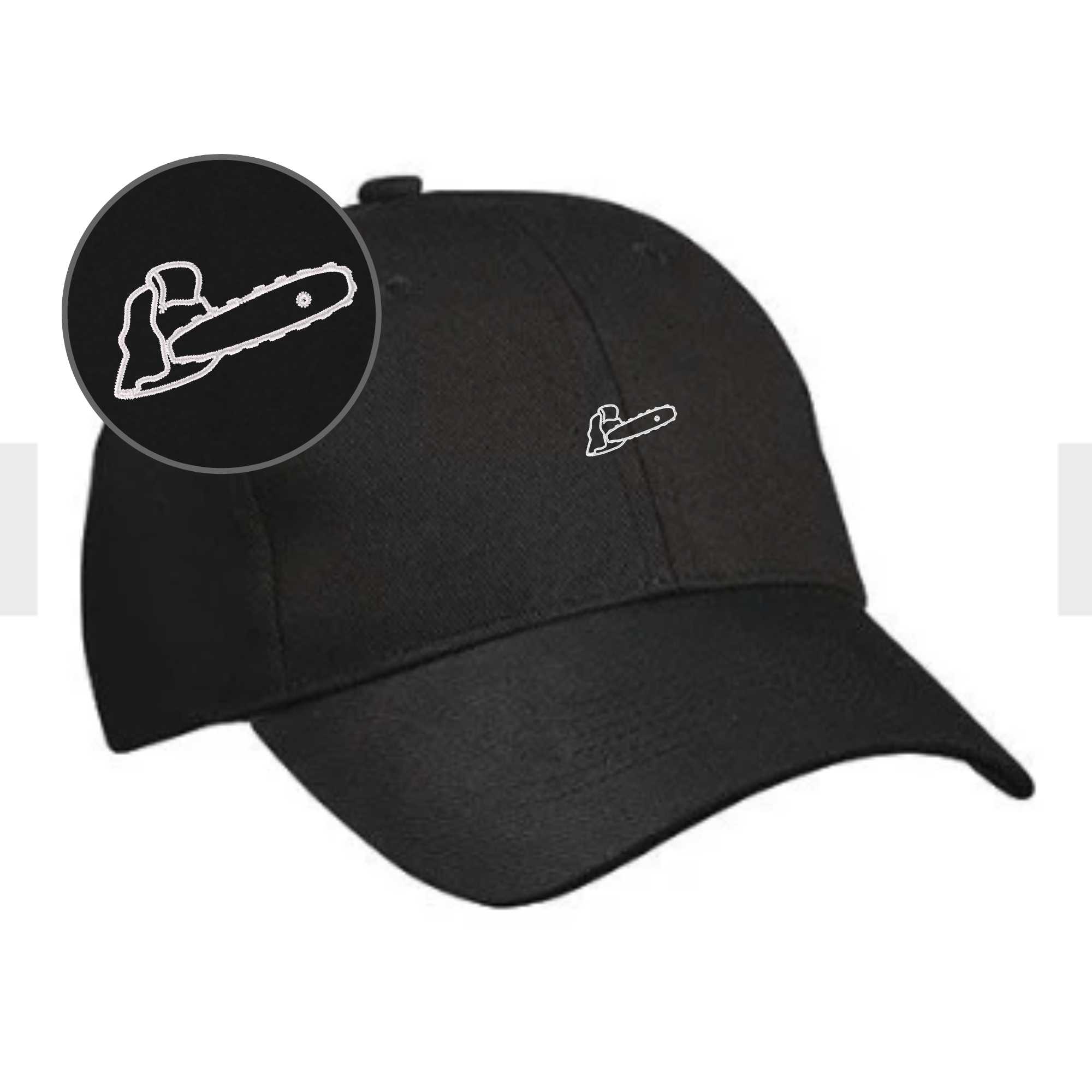 Cap mit Motorsägen-Motiv bestickt in Farbe Schwarz