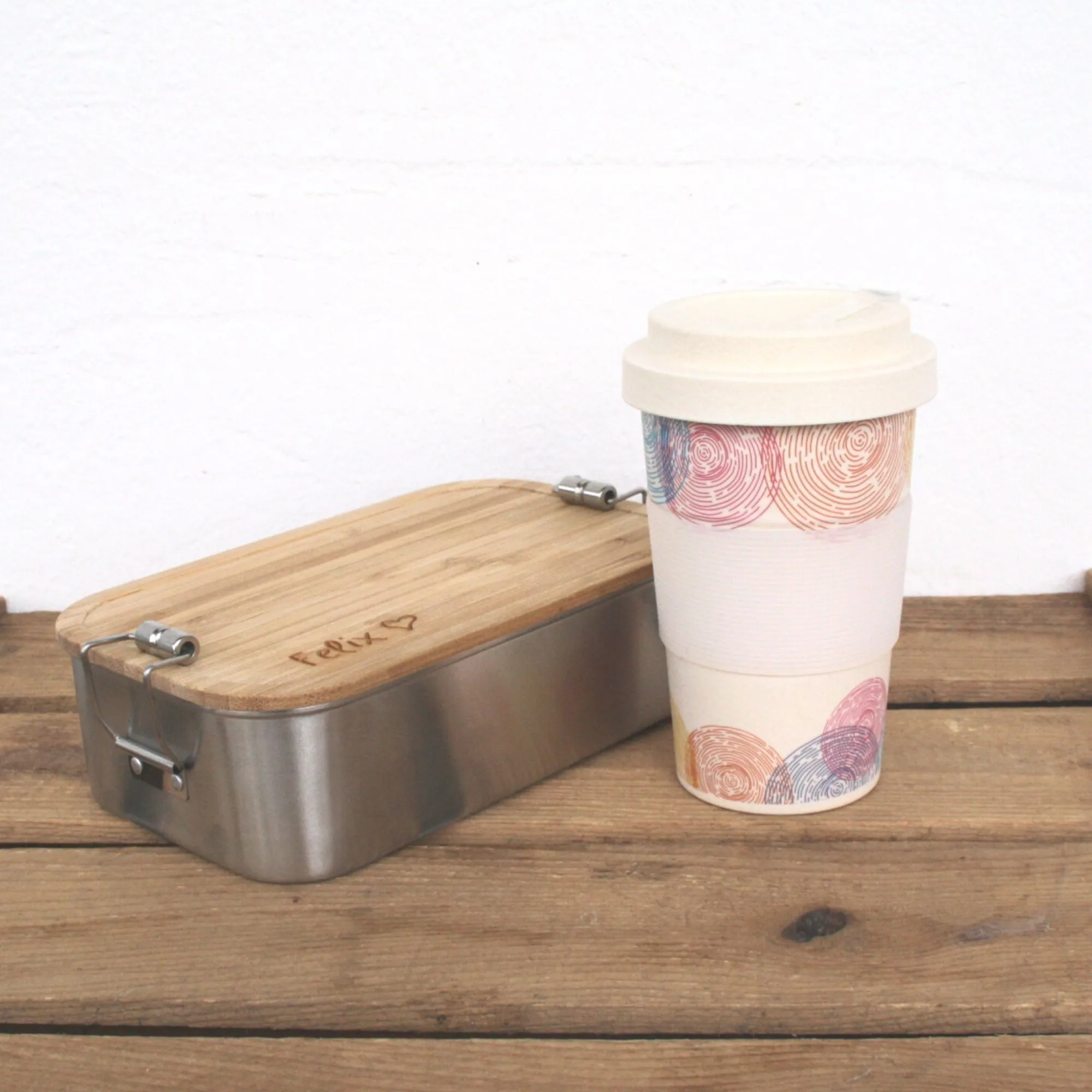 Set für Kaffeetrinker unterwegs - To go Becher und personalisierte Lunchbox