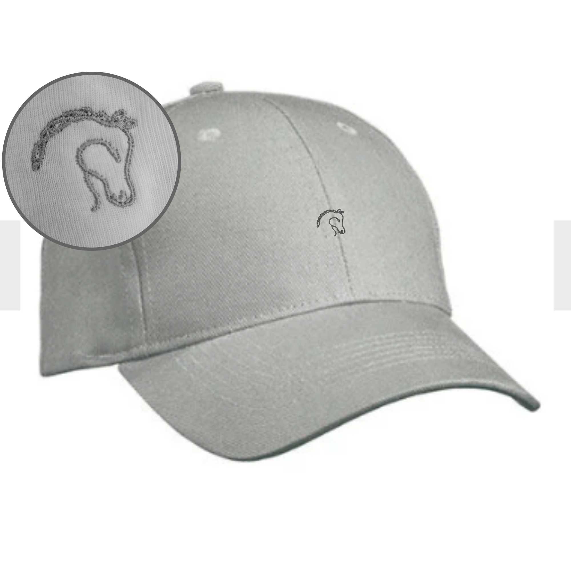 Cap mit Pferdekopf-Motiv bestickt in Farbe Grau