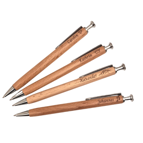 Kugelschreiber aus Holz mit Namen oder Logo