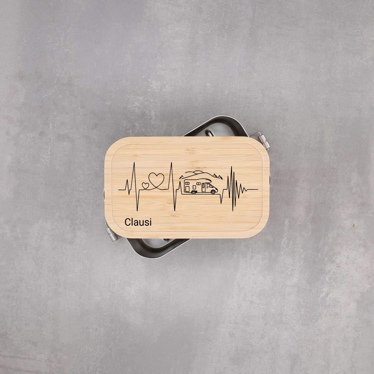 Personalisierte Lunchbox Camping Herzschlag