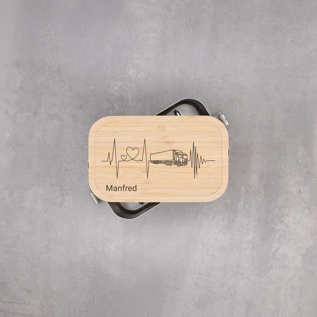 Personalisierte Lunchbox Lastwagen Herzschlag