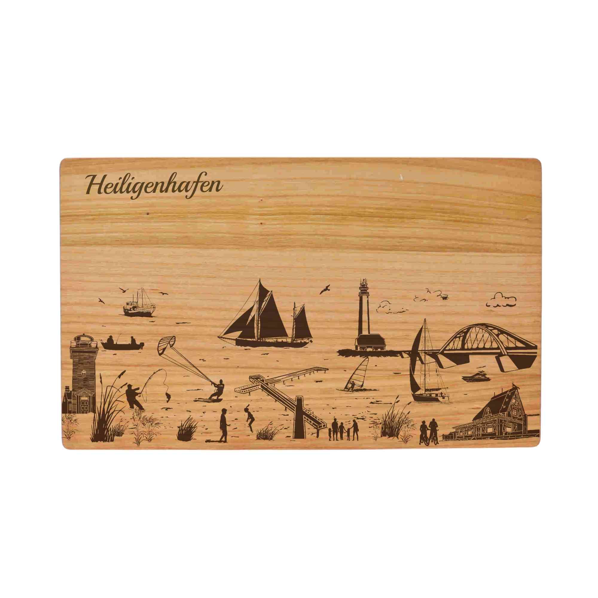 Heiligenhafen Geschenk Holzbrett Stadt Heiligenhafen Schneidebrett Skyline