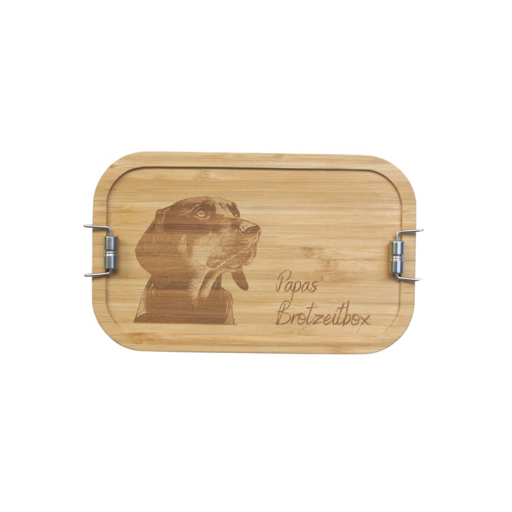 Foto Lunchbox aus Edelstahl Holz, individuell graviert