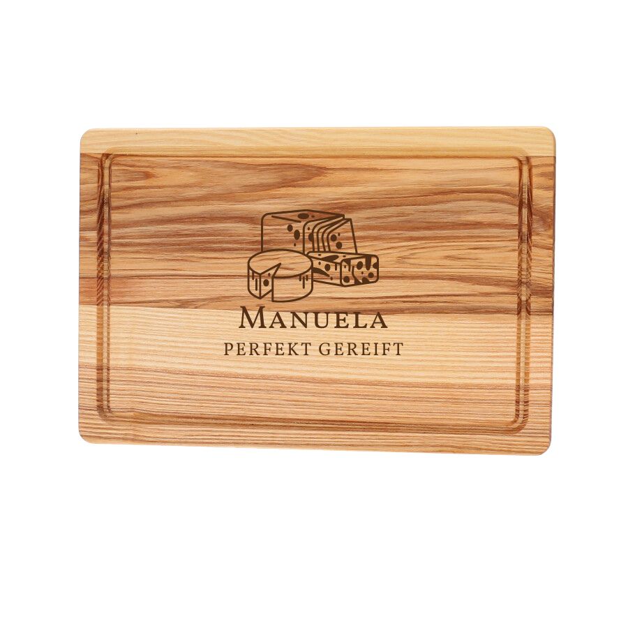 Personalisiertes Schneidebrett Esche mit Namen für Käseliebhaber Personalisiertes Schneidebrett Esche mit Namen für Käseliebhaber