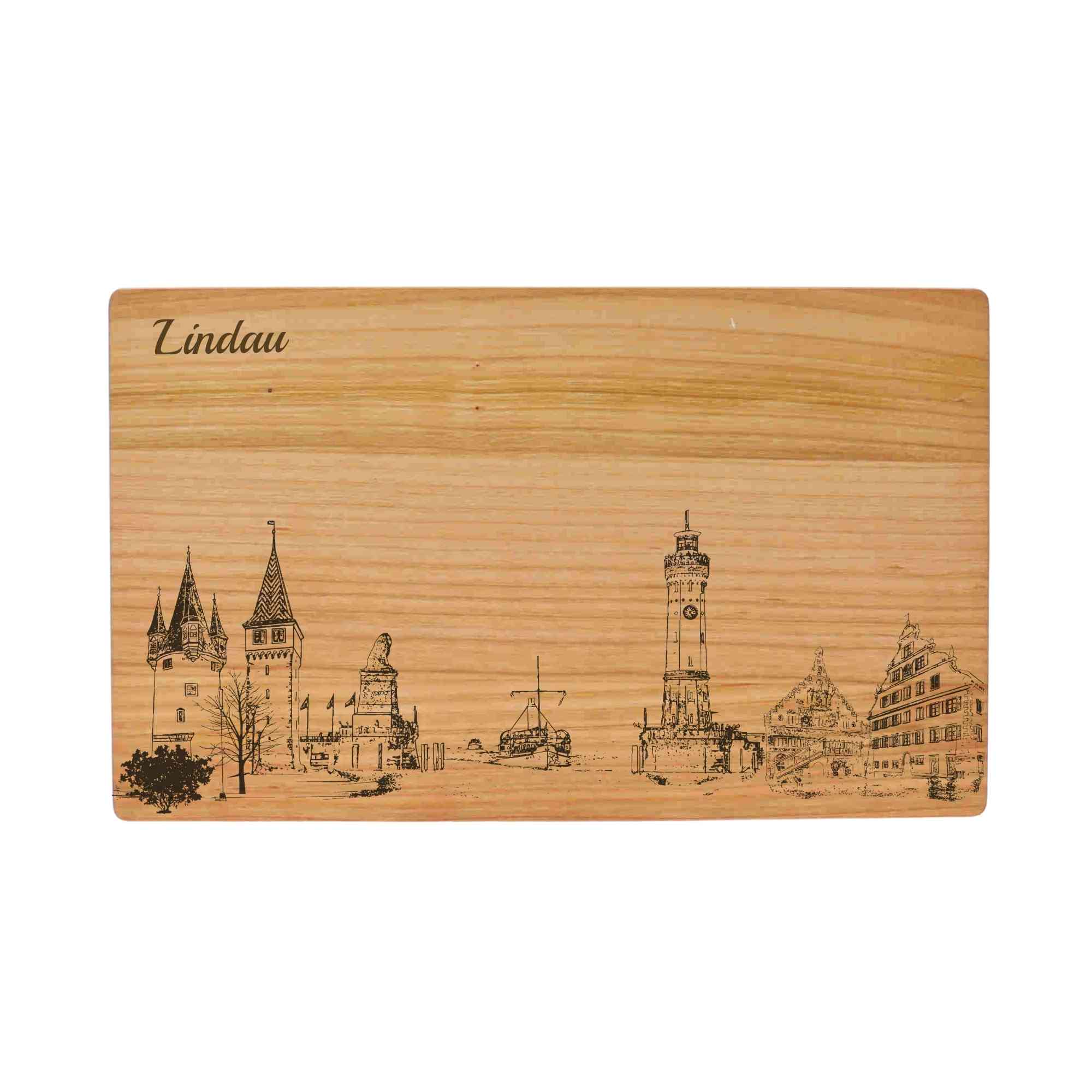 Lindau Geschenk Holzbrett Stadt Lindau Schneidebrett Skyline