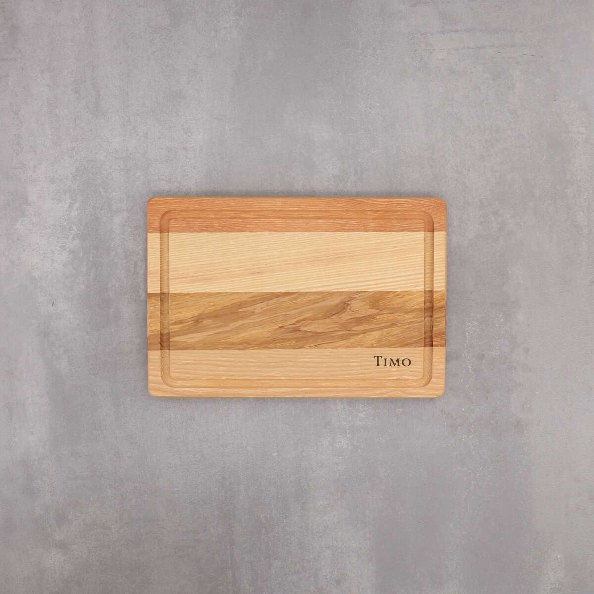 Schneidebrett Esche mit Saftrinne 30x20x2 cm - Textgravur
