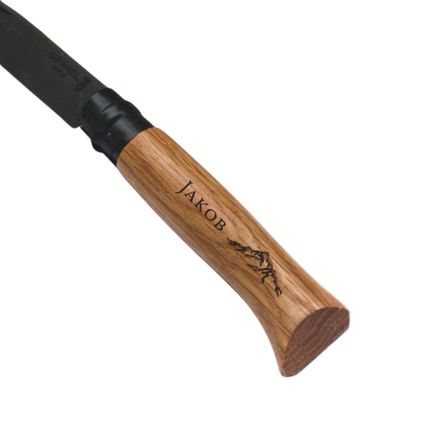 Edles Opinel Taschenmesser Black Oak in Holzbox mit Gravur Klinge, Messer, Waffe, Rauchrohr