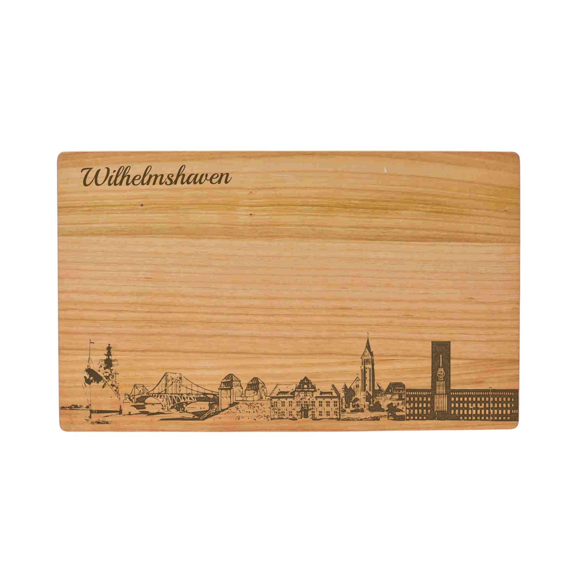 Wilhelmshaven Geschenk Holzbrett Stadt Wilhelmshaven Schneidebrett Skyline