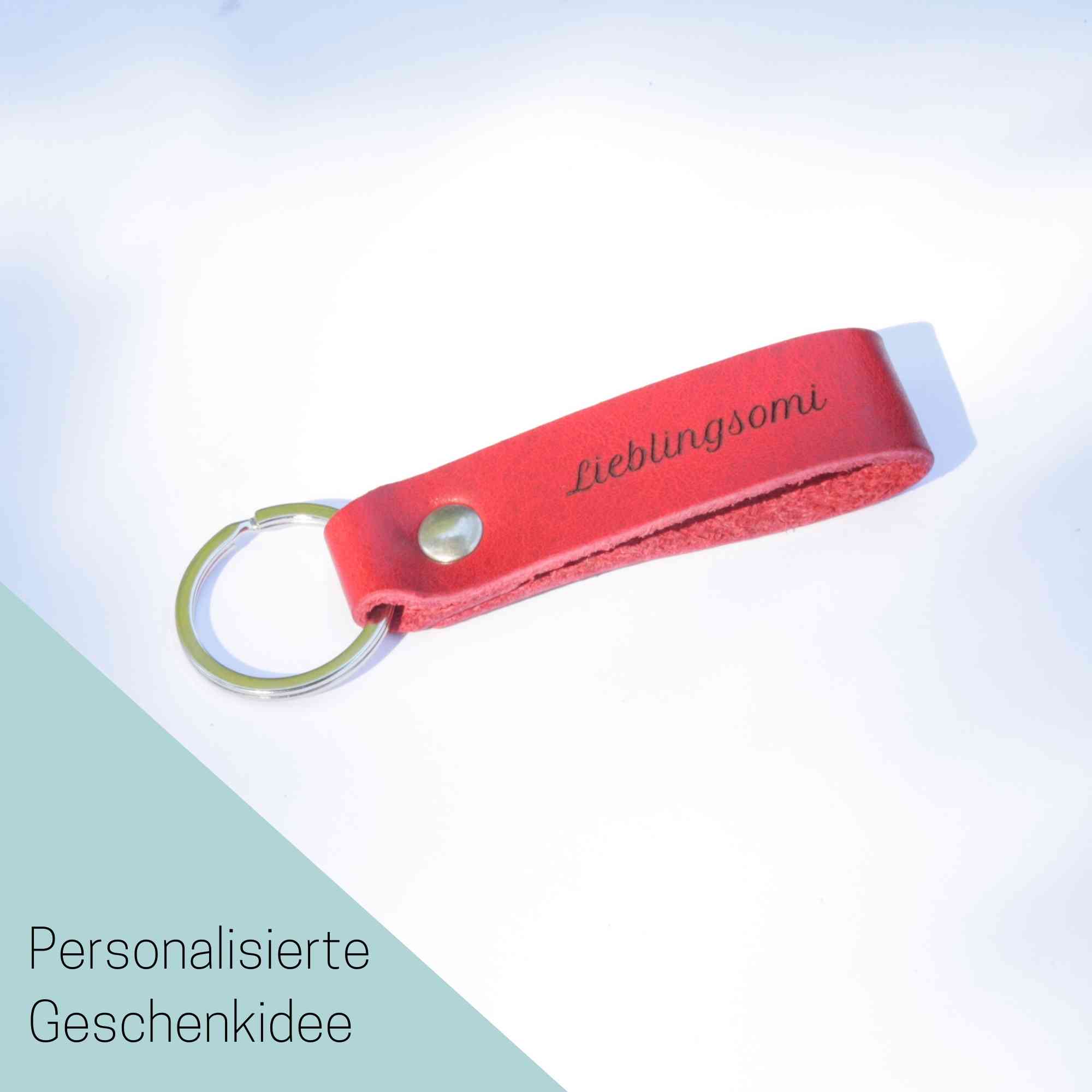Leder Schlüsselanhänger verschiedene Farben aus Allgäu-Rindleder mit Wunschtext