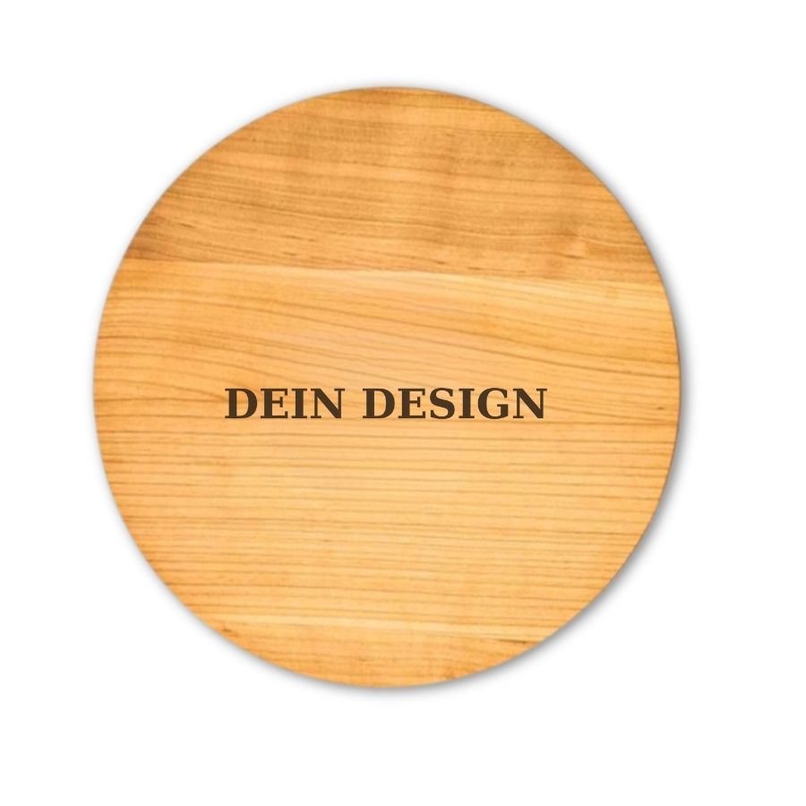 Rundes Holzbrett Servierbrett mit individueller Gravur Holz, Sperrholz