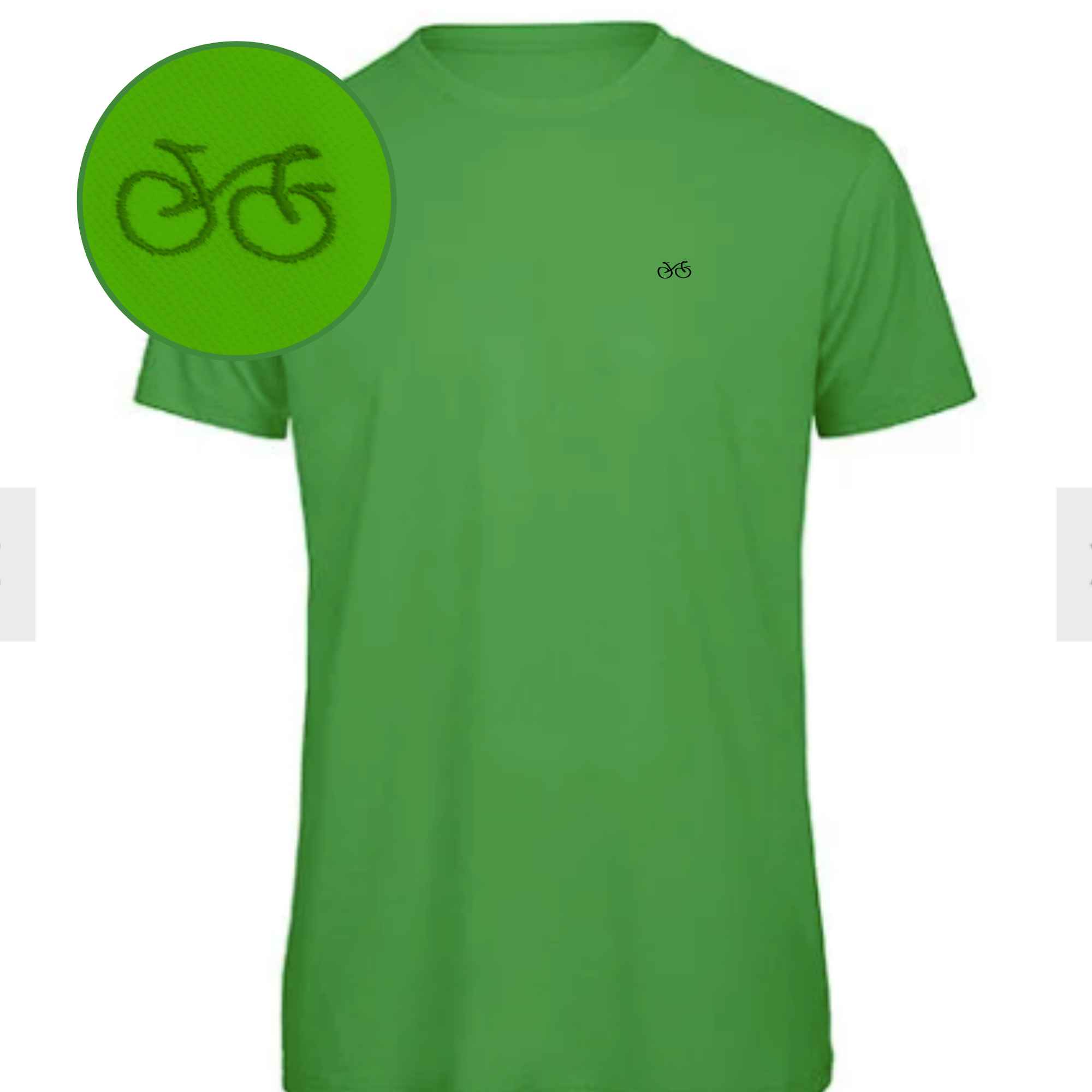 T-shirt in Grün mit fancy Fahrradmotiv bestickt für Herren