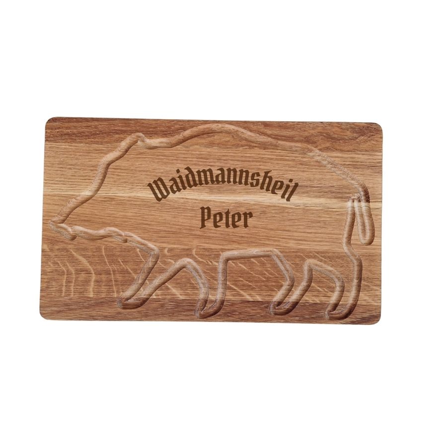 Personalisiertes Schneidebrett "Waidmannsheil" aus Eichenholz – Das perfekte Geschenk für Jäger!