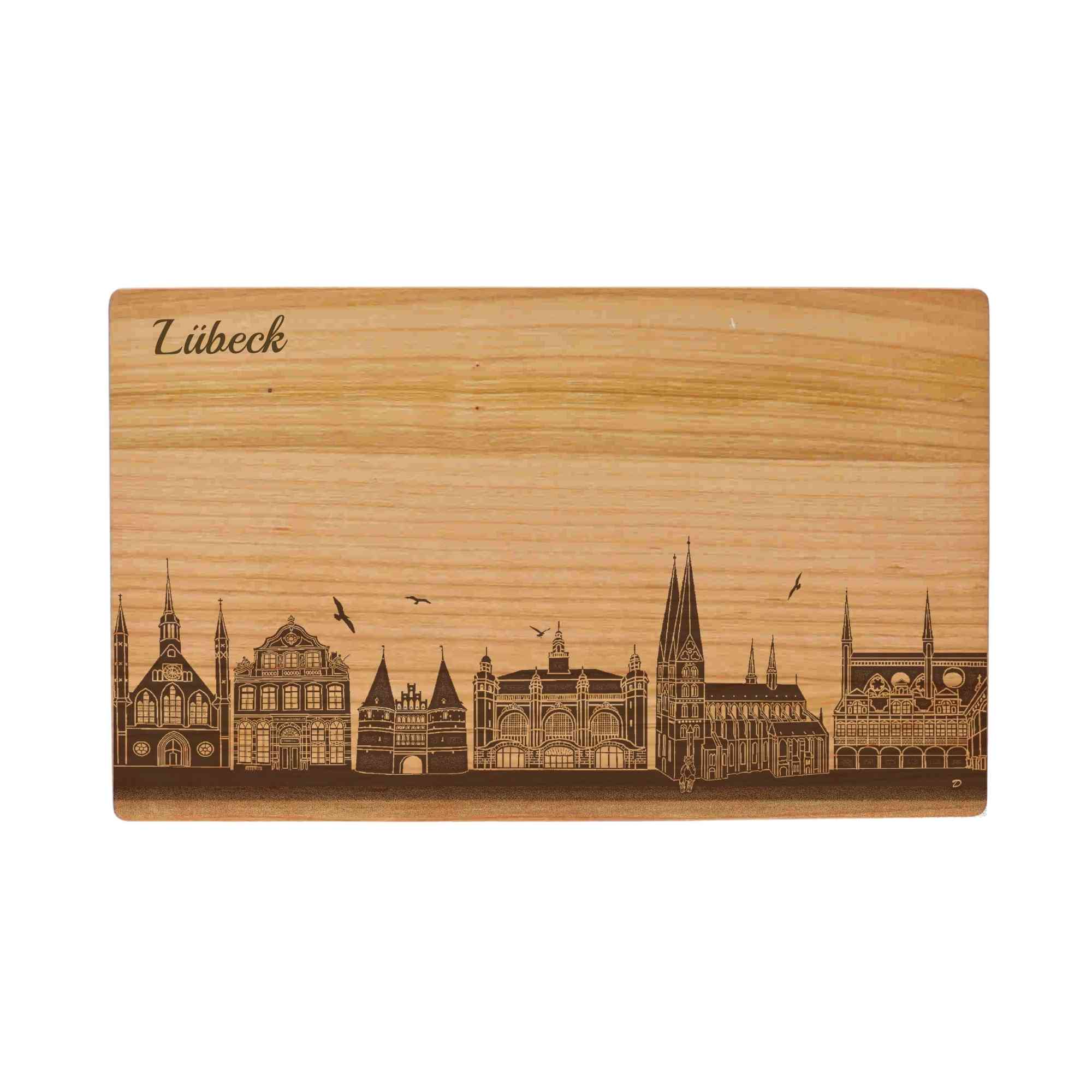 Lübeck Geschenk Holzbrett Stadt Lübeck Schneidebrett Skyline