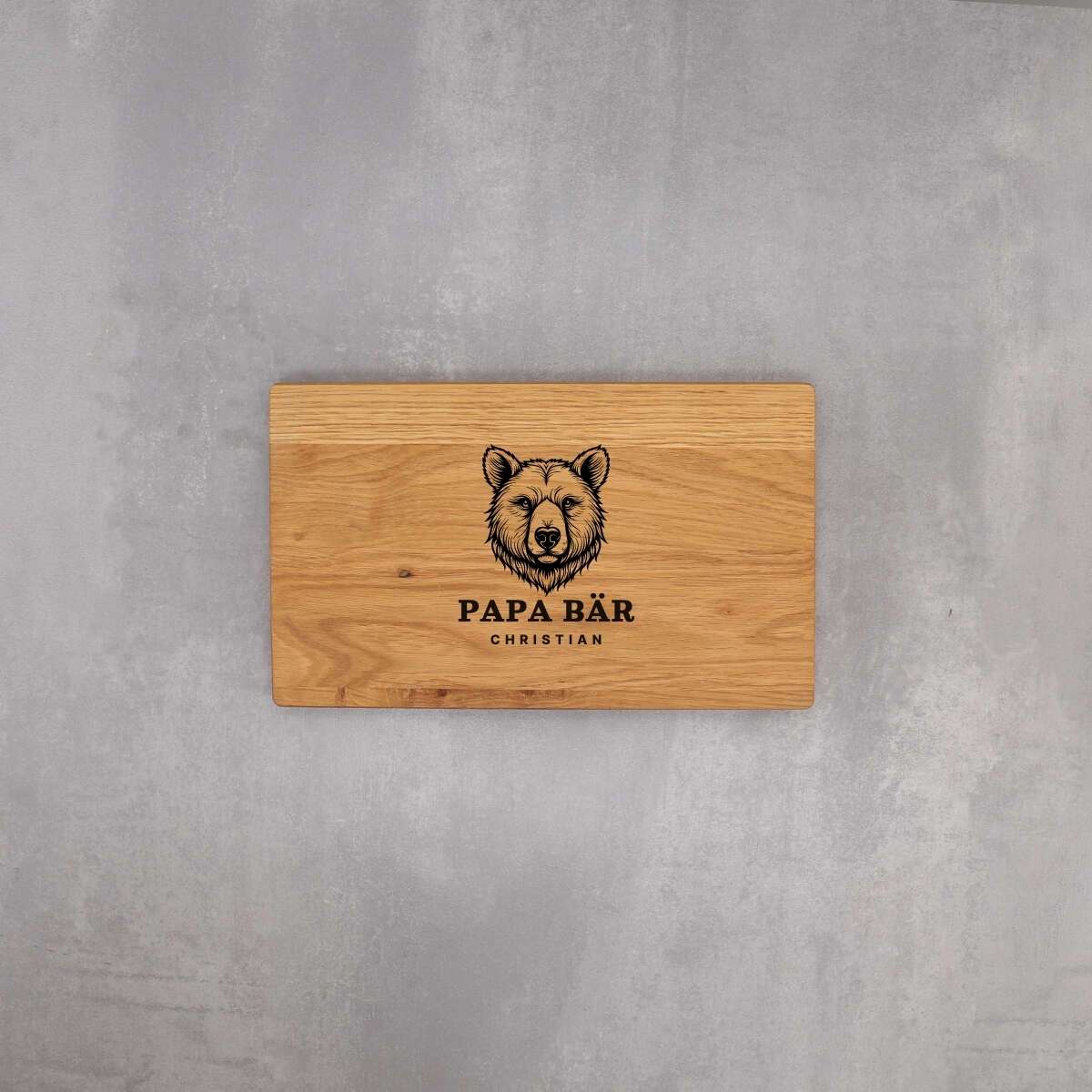 Früchstücksbrett Eiche 30x18x1,5 cm "Papa Bär" – Festes Design (Personalisierbar)