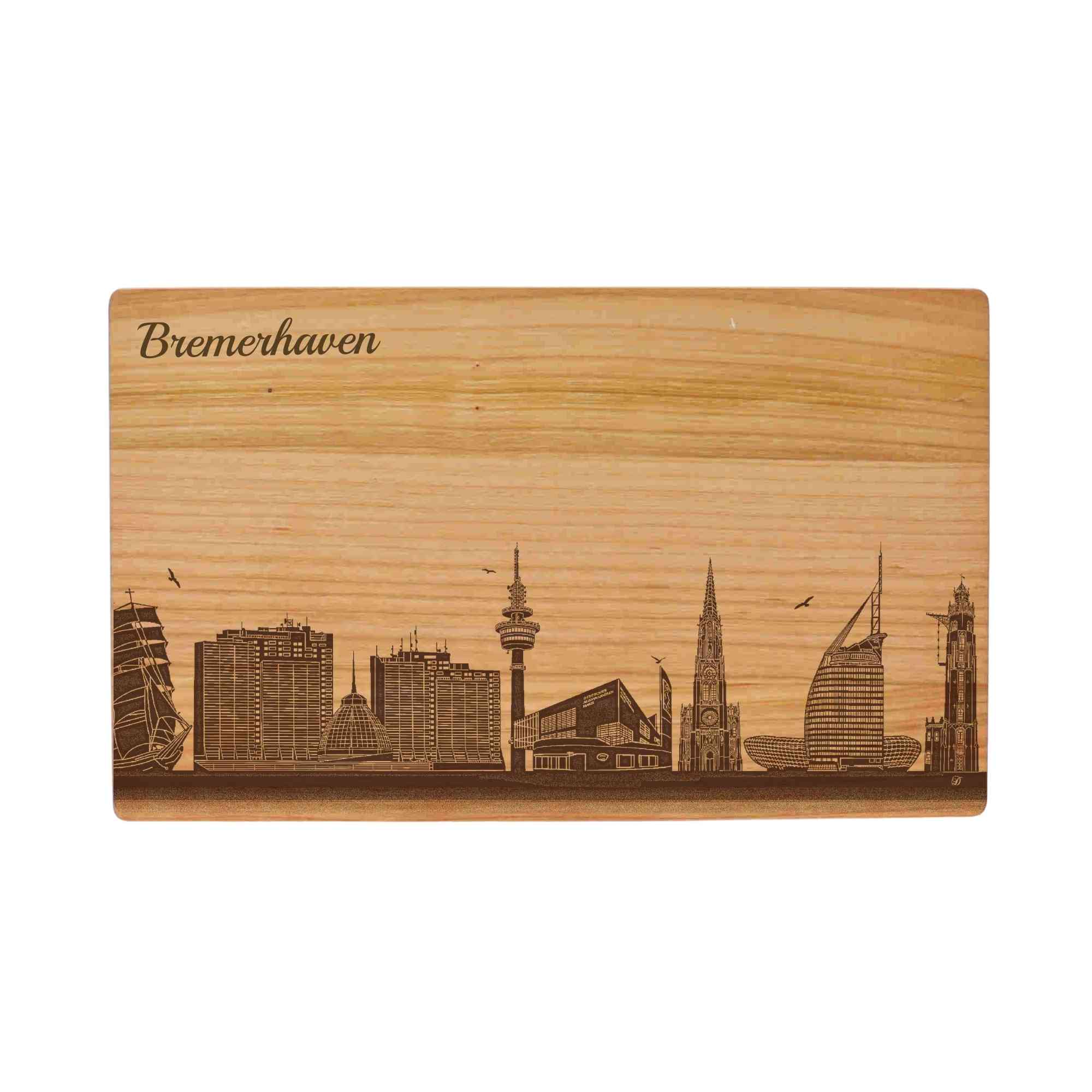 Bremerhaven Geschenk Holzbrett Stadt Bremerhaven Schneidebrett Skyline