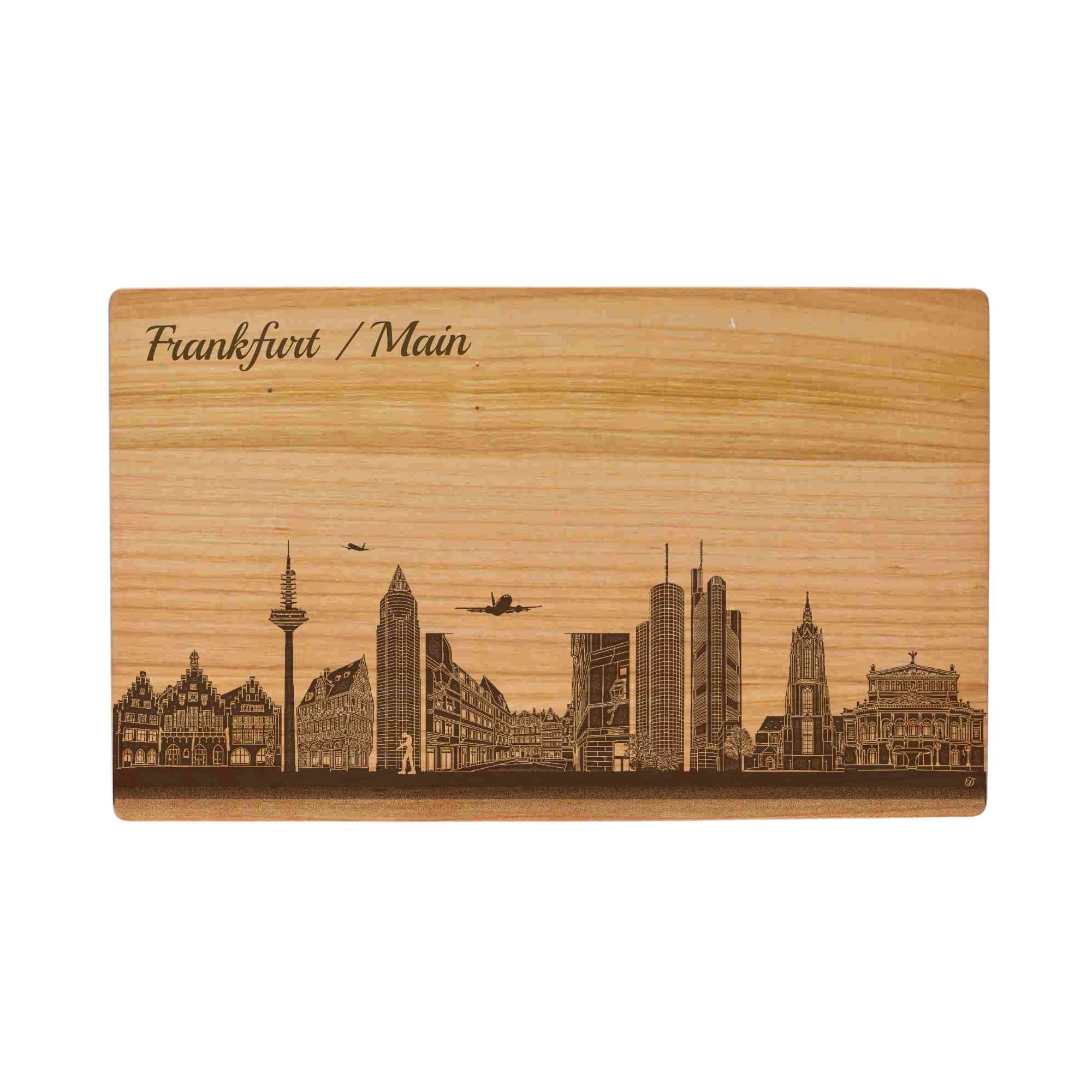 Frandkfurt Geschenk Holzbrett Stadt Frankfurt Schneidebrett Skyline