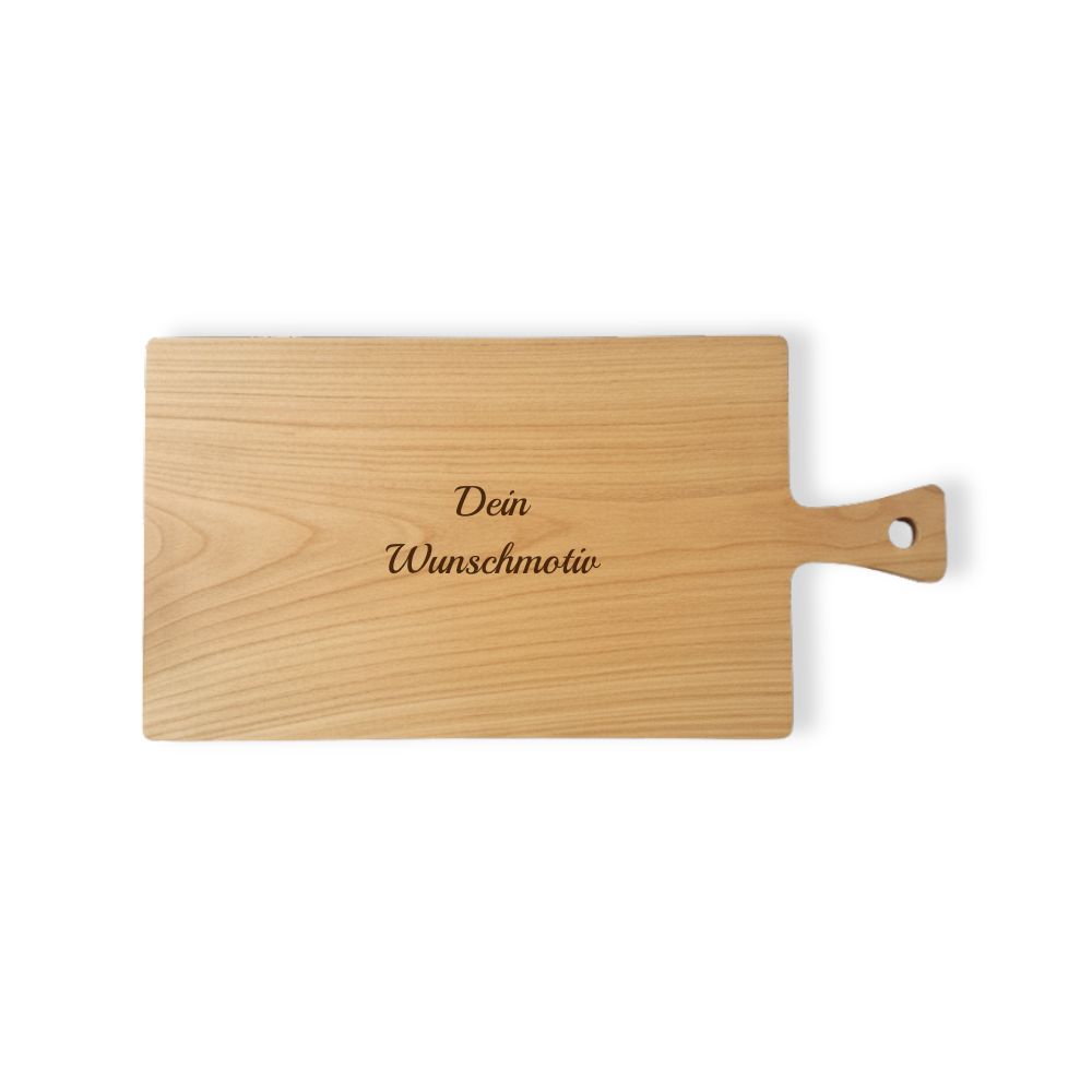 Schneidebrett mit Griff Kirschholz 40x20x1,5 cm mit Wunschgravur Schneidbrett, Essen