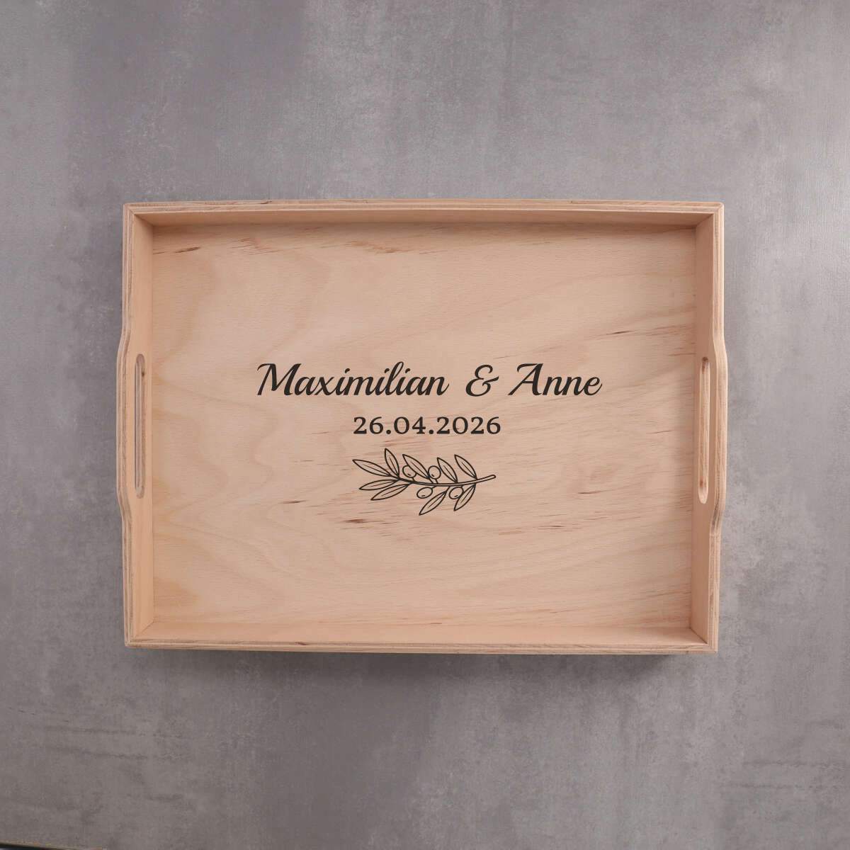 Tablett Buche 40x30x6 cm - Festes Design (Personalisierbar)