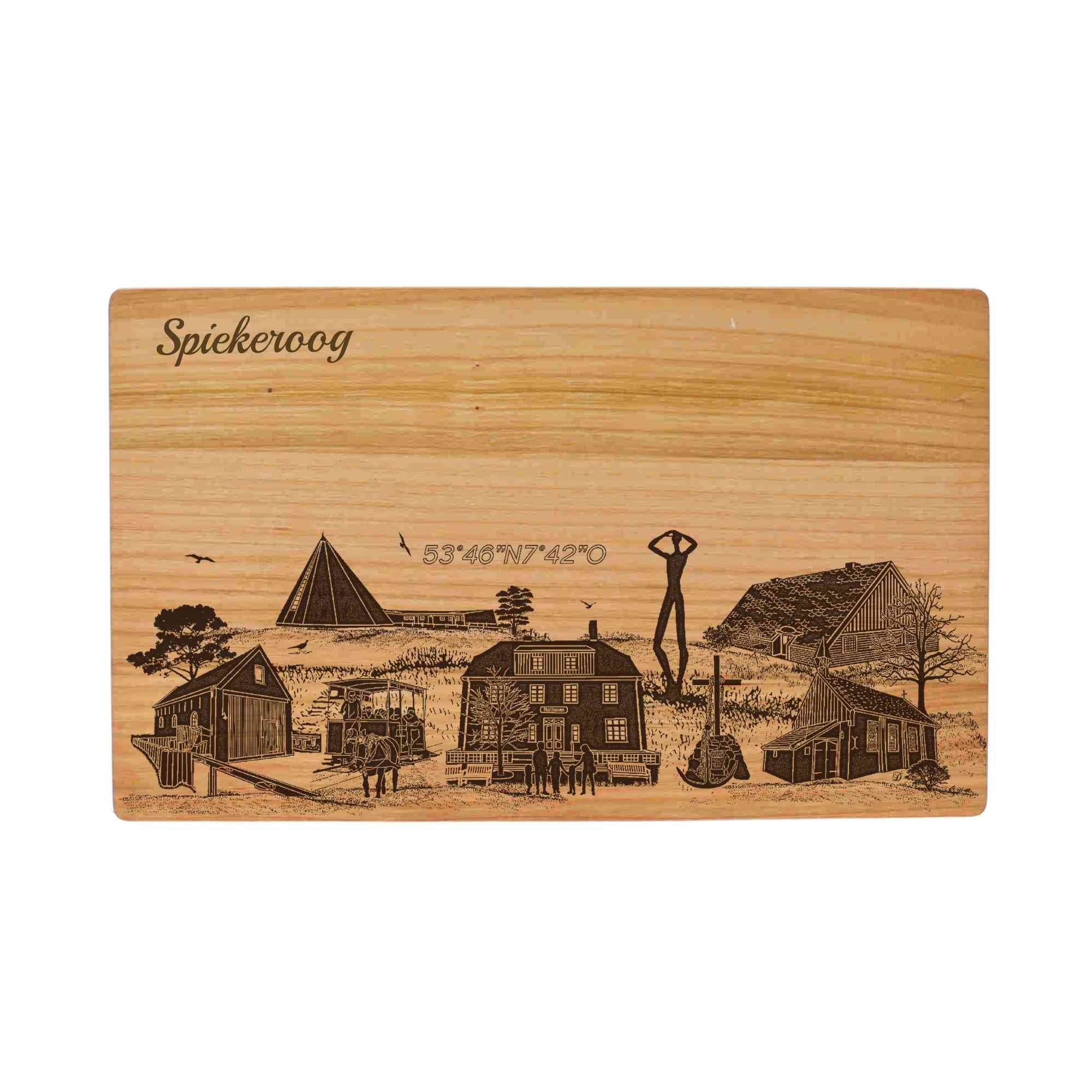 Spiekeroog Geschenk Holzbrett Stadt Spiekeroog Schneidebrett Skyline