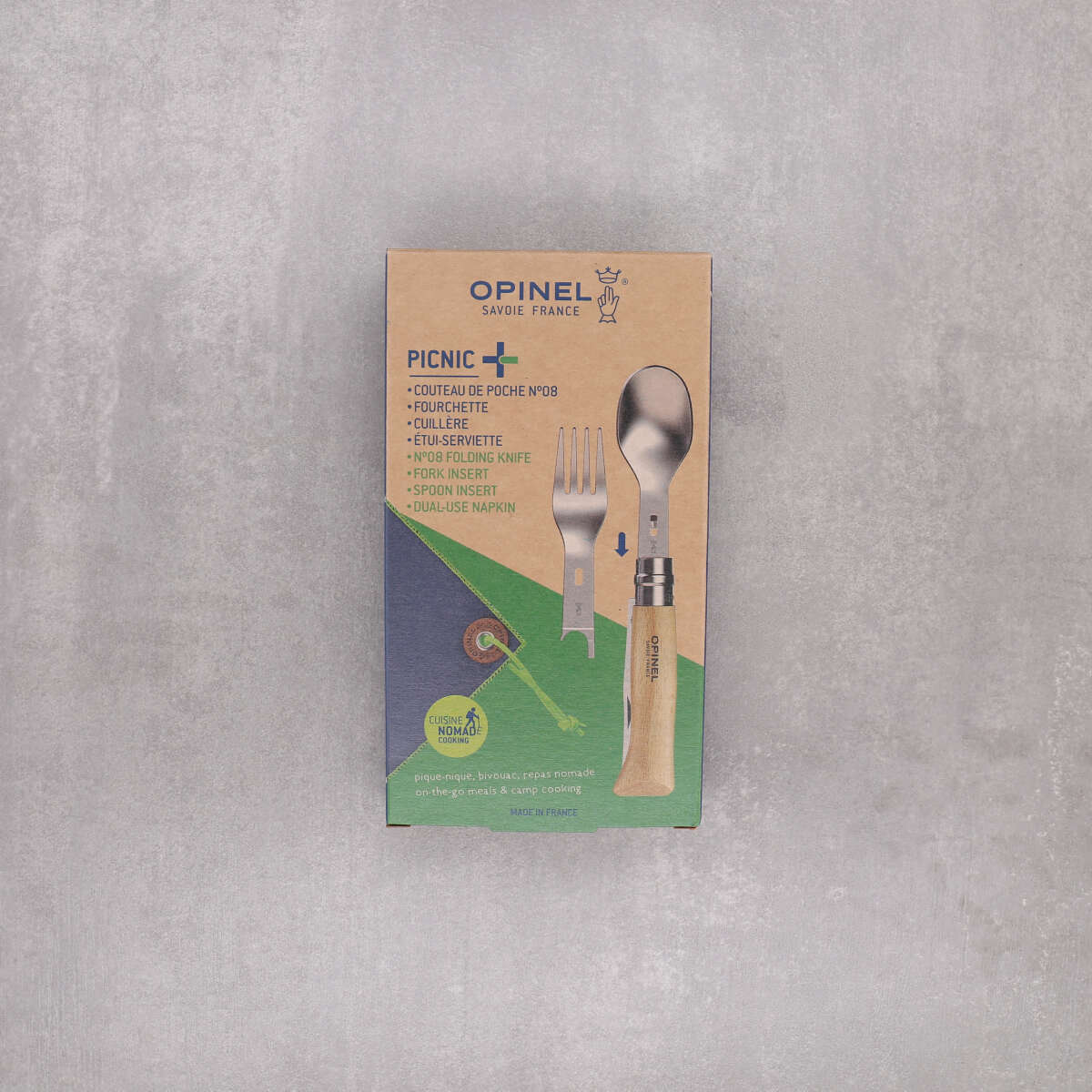 Picnic Set Opinel Messer Gabel Löffel personalisiert