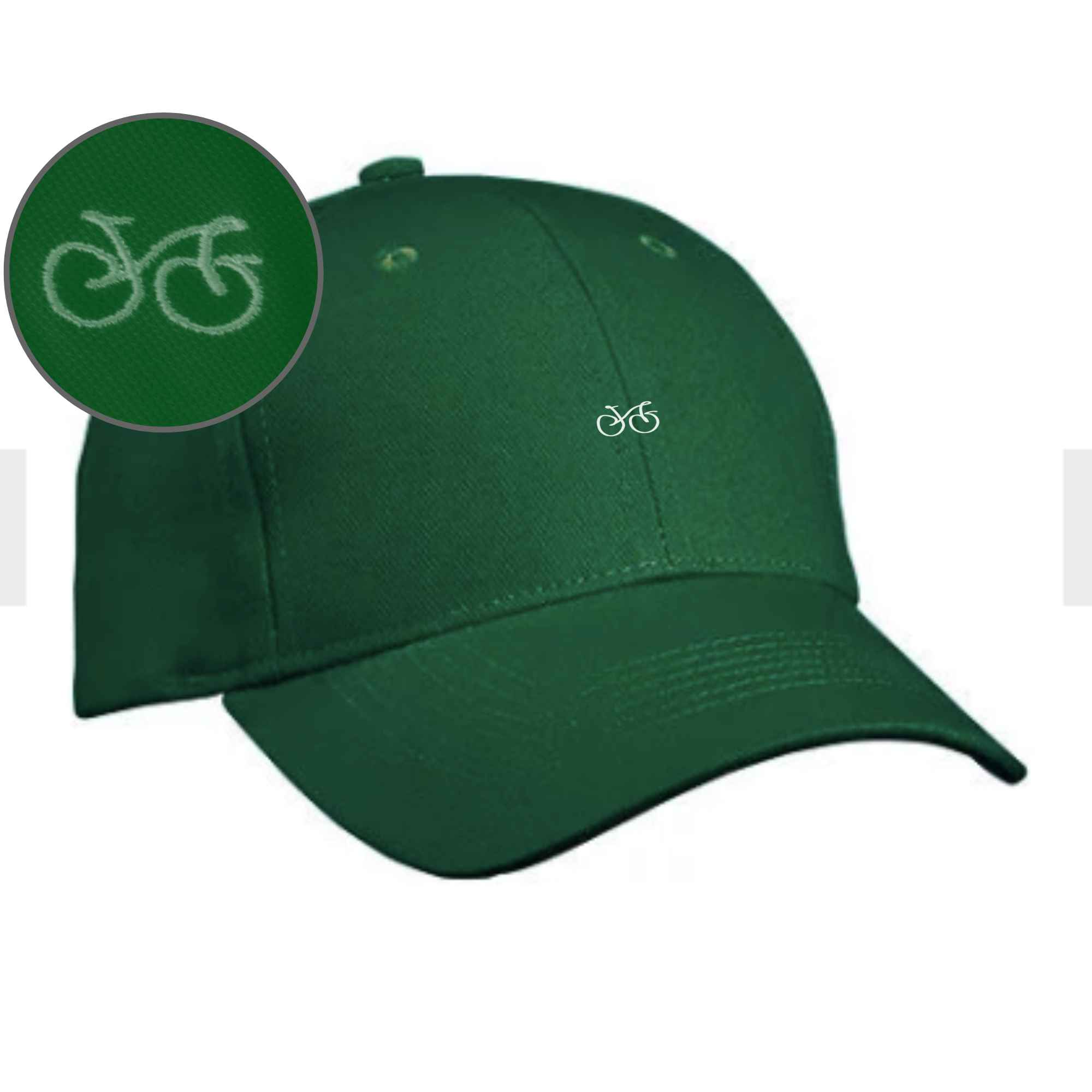 Cap mit Fahrrad-Motiv bestickt in Farbe Grün