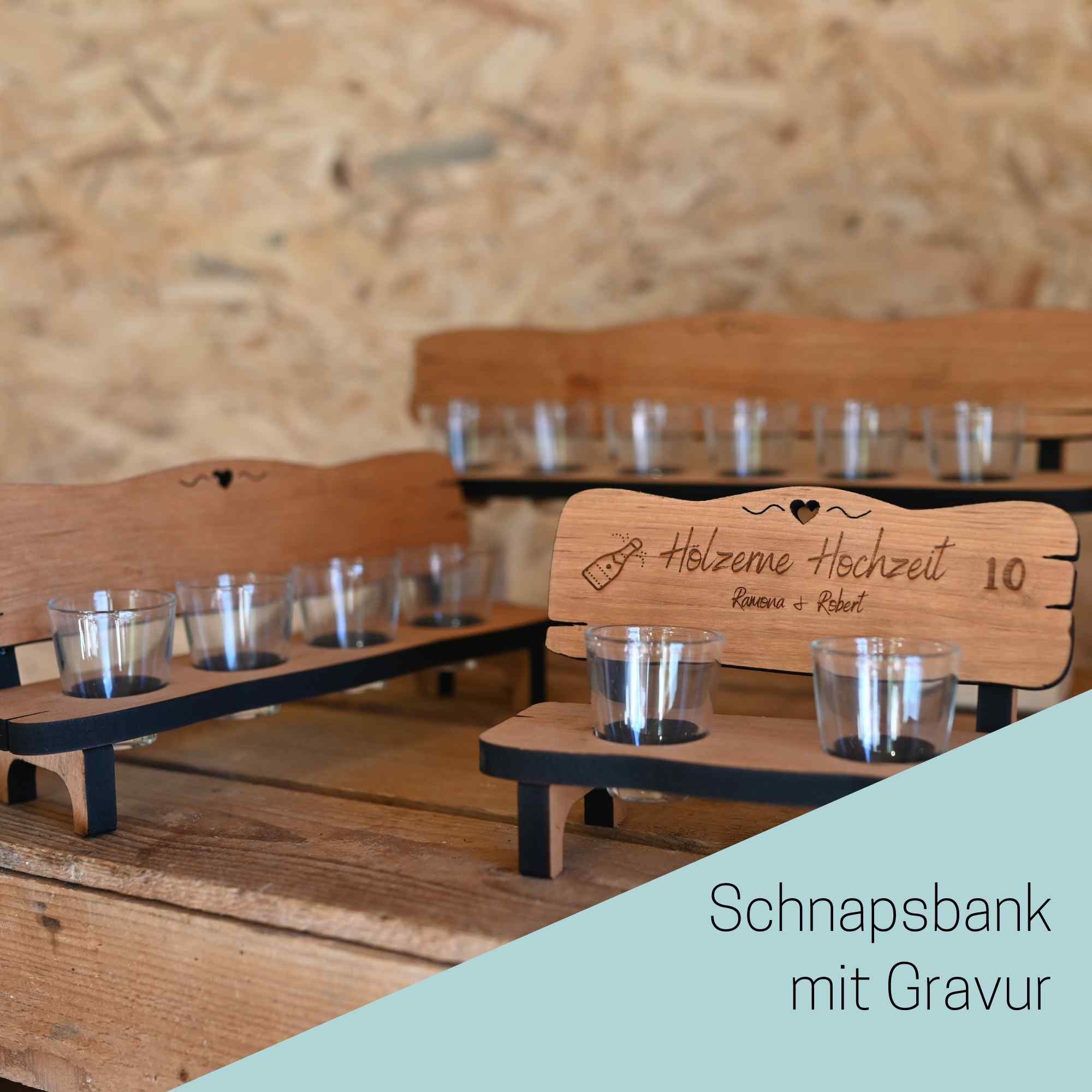 Schnapsbank mit individueller Gravur als Geschenk zur Rente, Geburtstag, Abschied