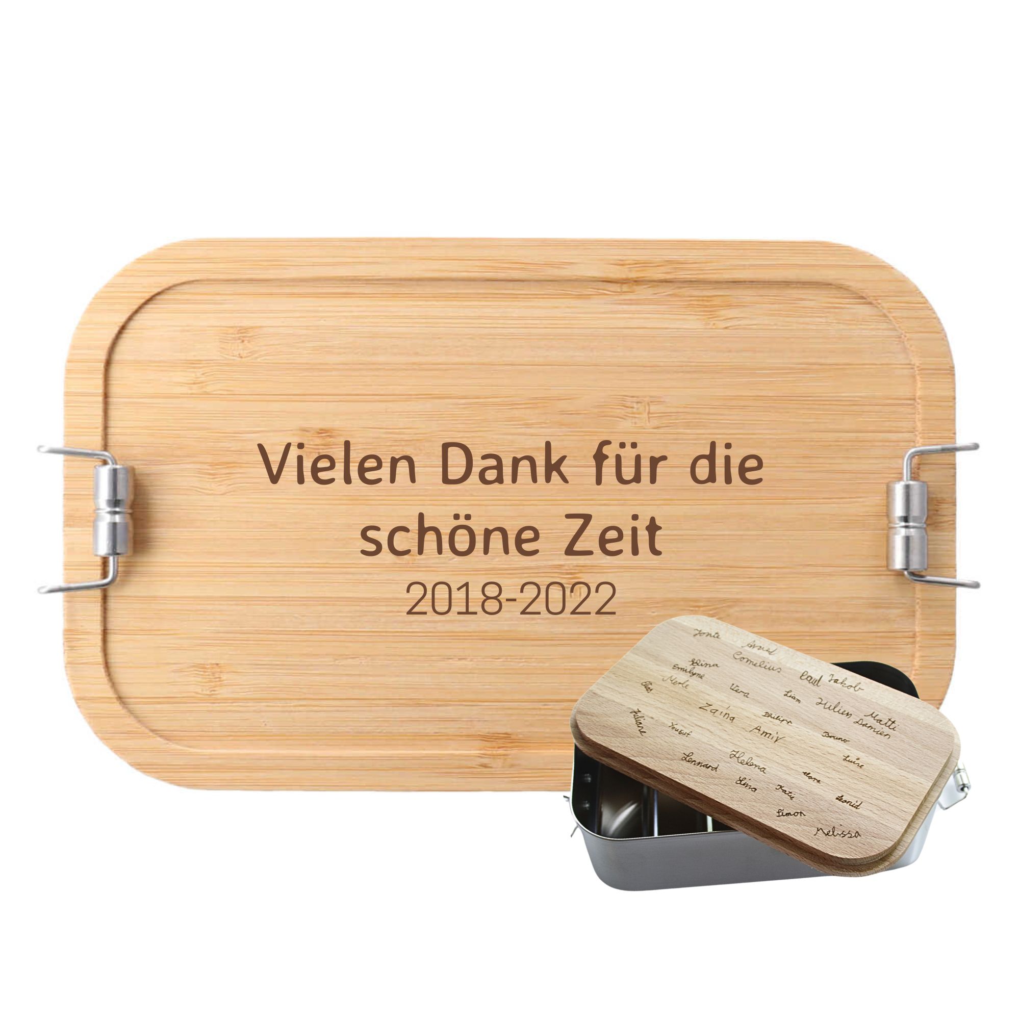 Brotdose mit Unterschriften als Sammelgeschenk zum Abschied Brotdose mit Unterschriften als Sammelgeschenk zum Abschied