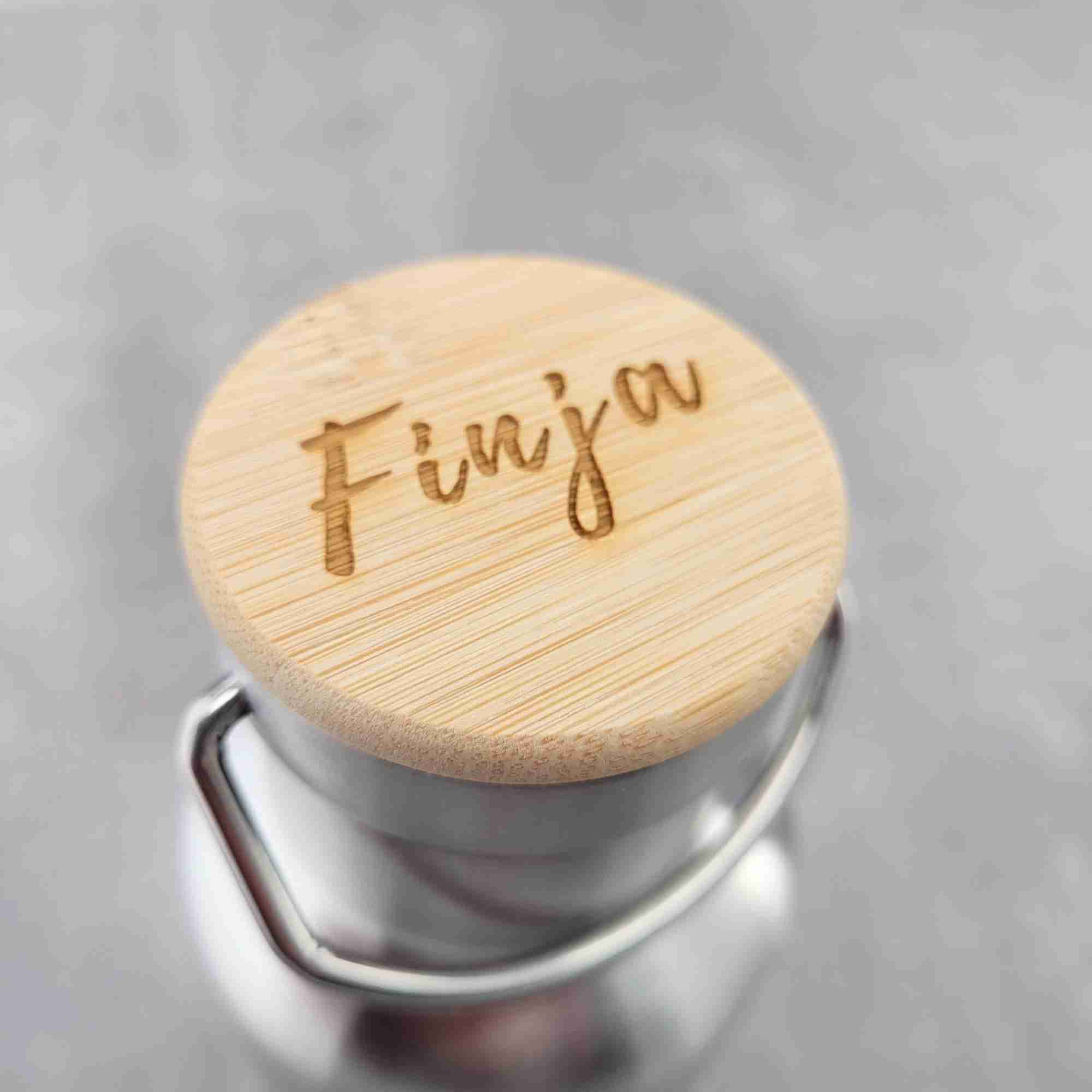 Trinkflasche personalisierter Deckel Trinkflaschen-deckel aus Edelstahl und Holz personalisierbar