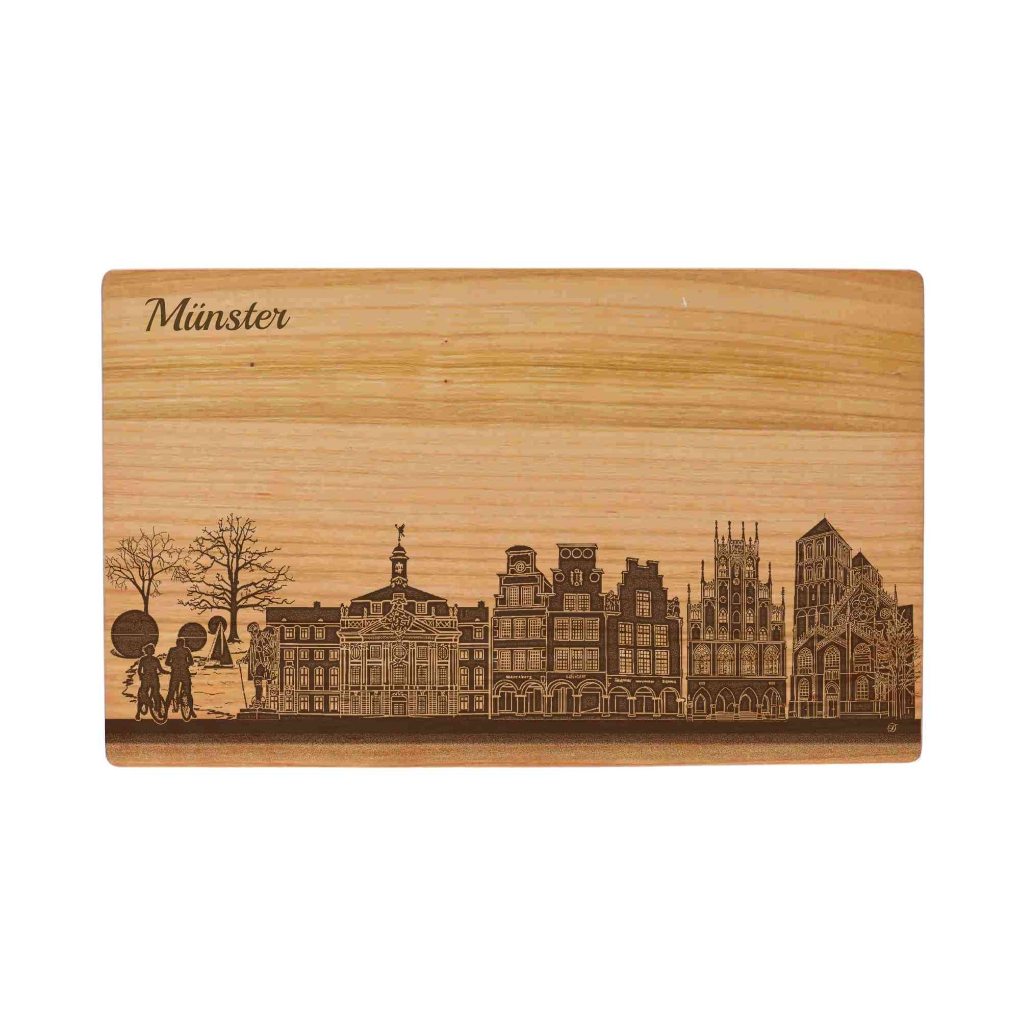 Münster Geschenk Holzbrett Stadt Münster Schneidebrett Skyline