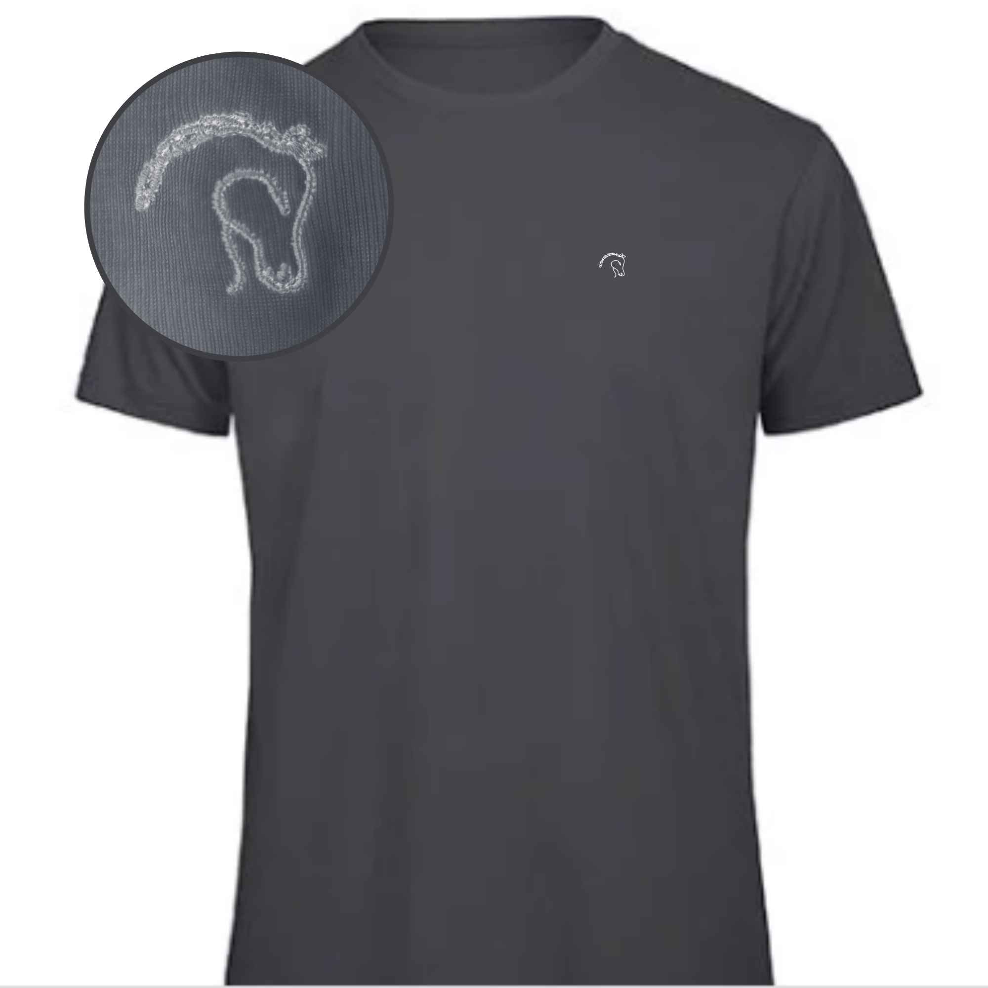 T-Shirt mit Pferdekopf auf das Hemd gestickt für Pferdeliebhaber