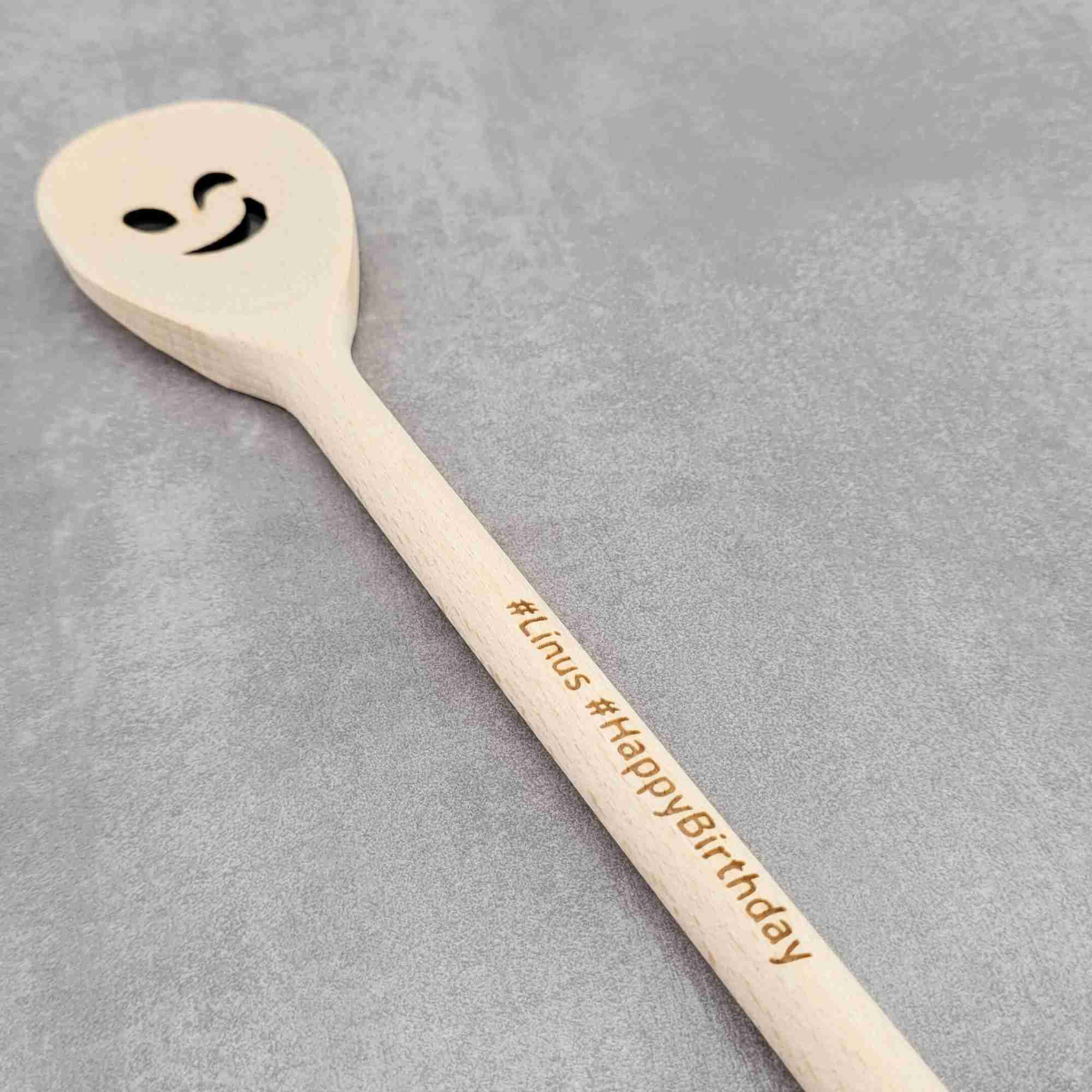 Kochlöffel mit Smiley und Deinem Spruch