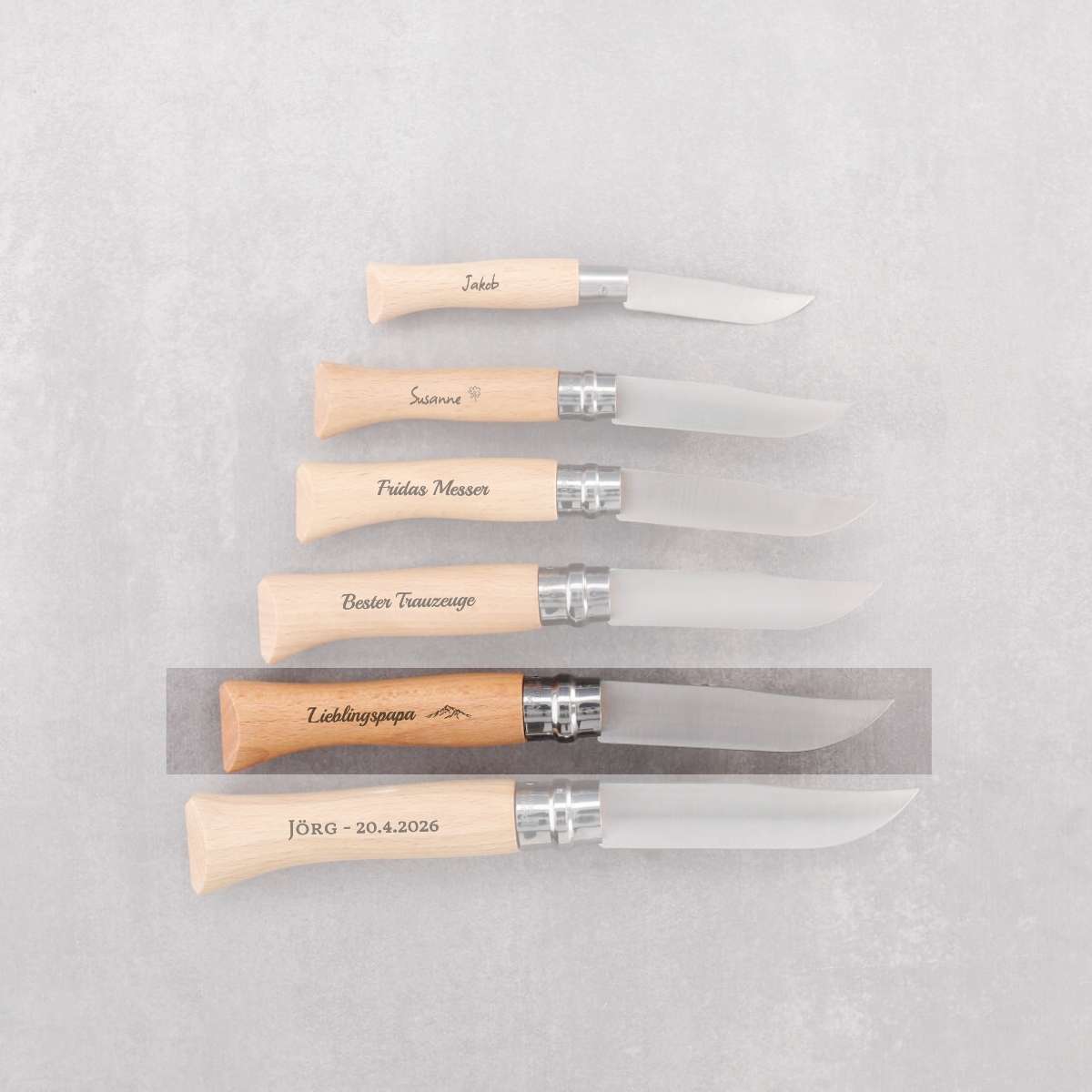 Opinel Taschenmesser mit Wunschgravur - verschiedene Größen