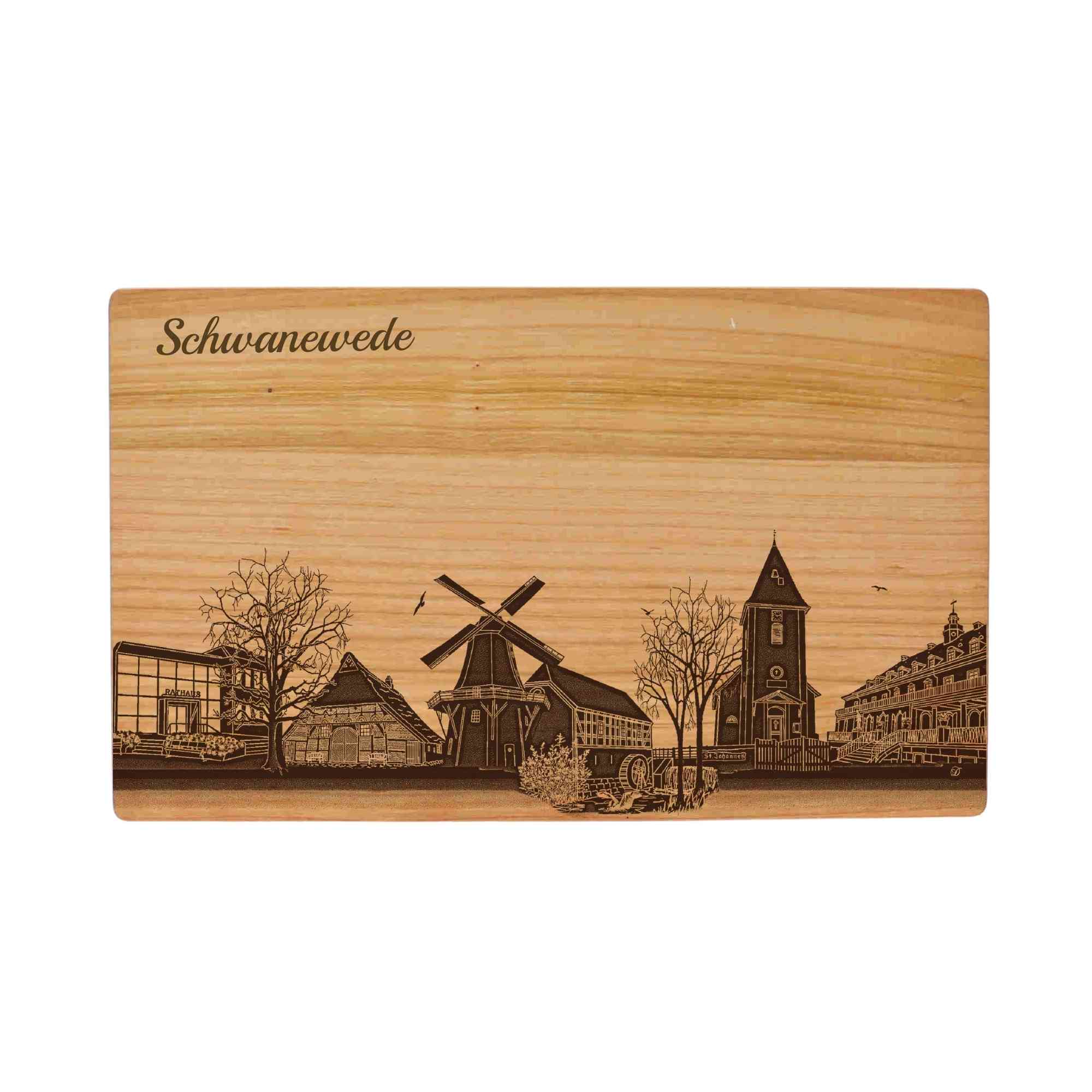 Schwanewede Geschenk Holzbrett Stadt Schwanewede Schneidebrett Skyline