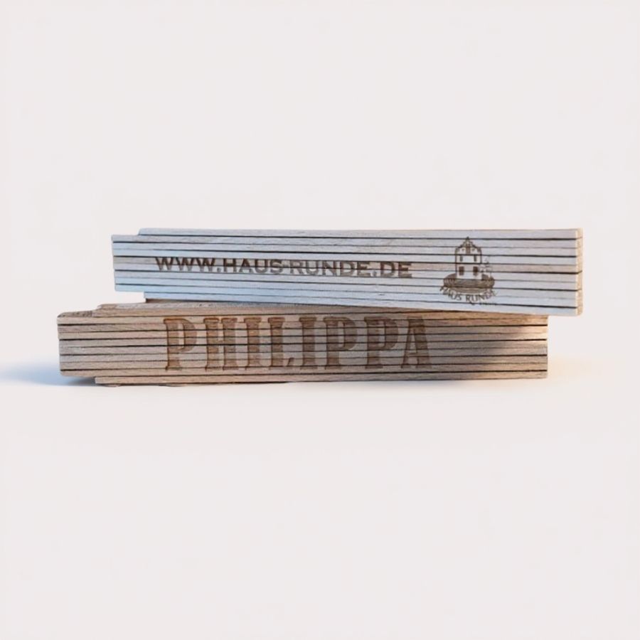 Zollstock mit Logo oder Text Holz, Weihrauch