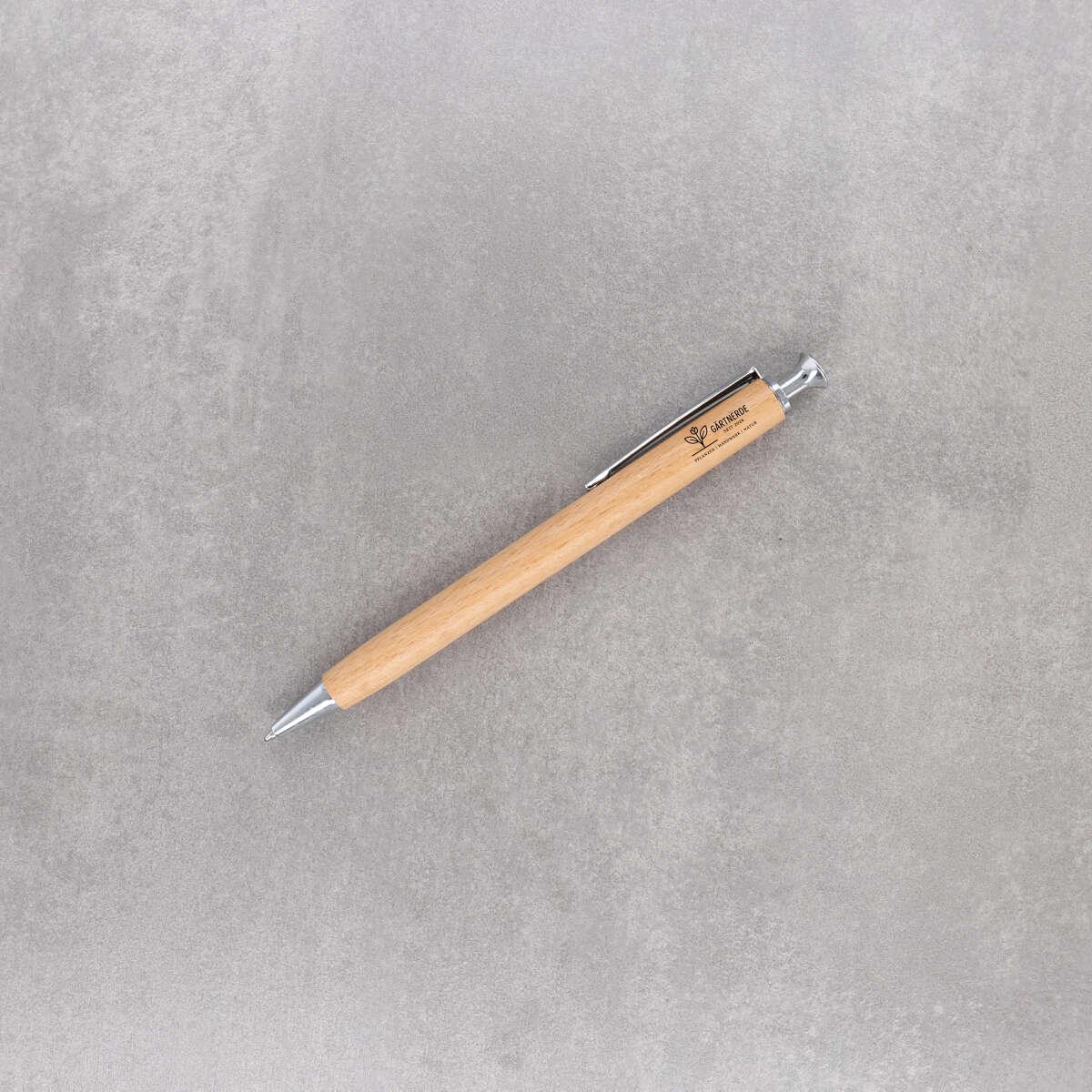 Kugelschreiber aus Holz mit Logogravur