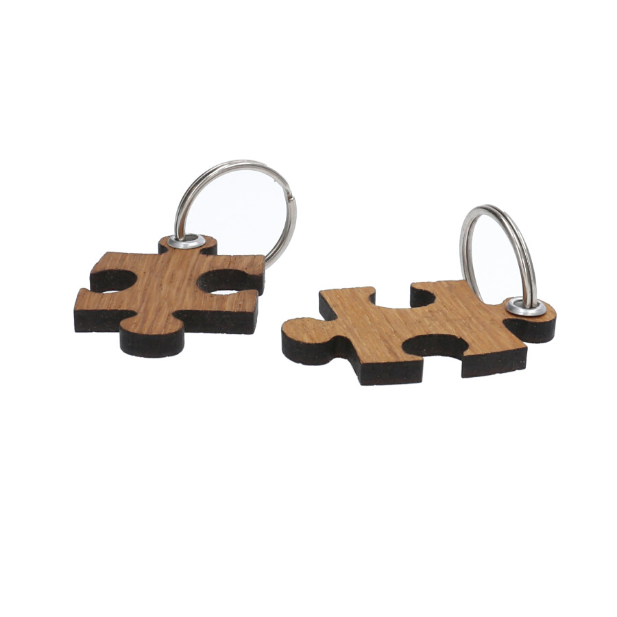 2x Puzzle Schlüsselanhänger aus Holz