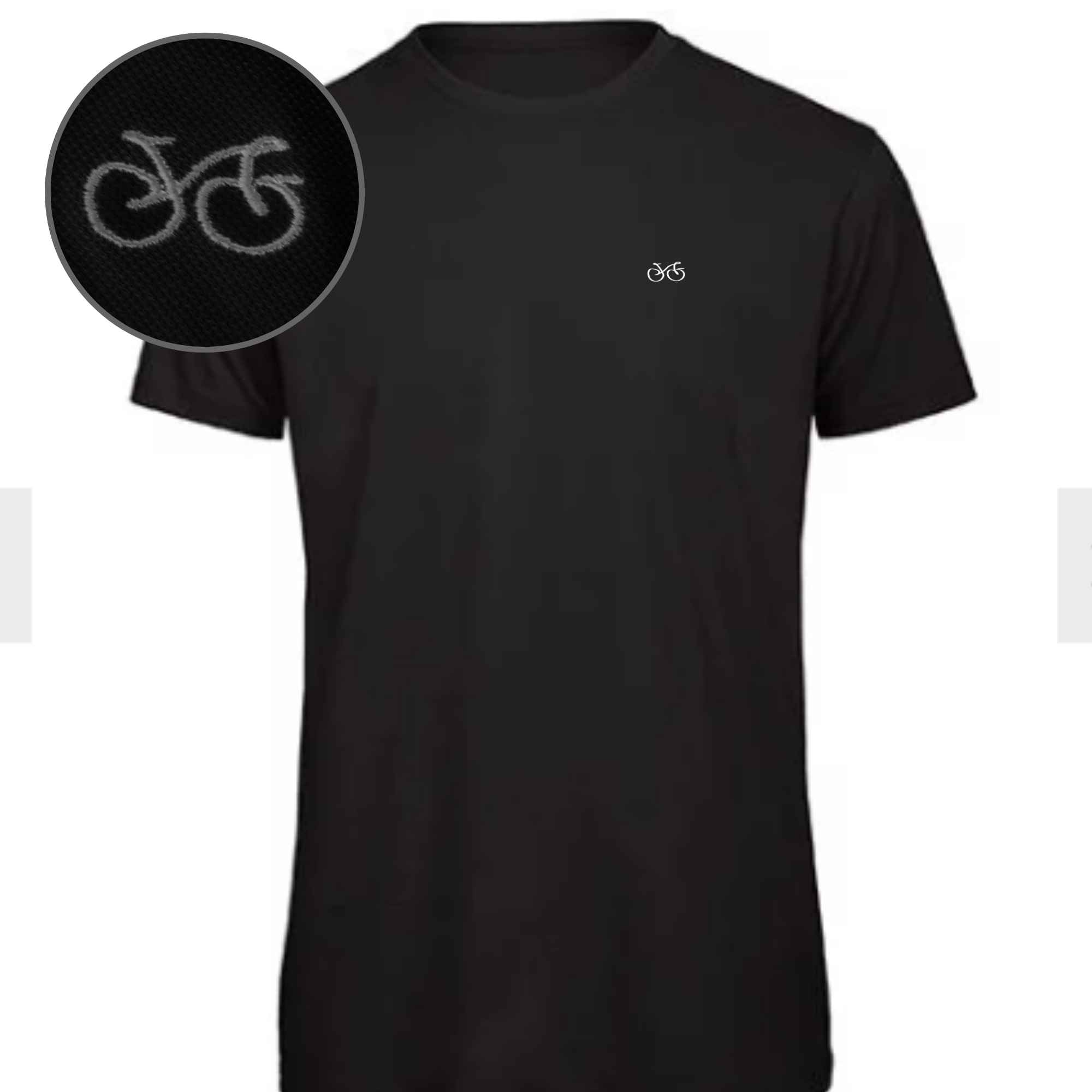 T-Shirt mit Fahrrad-Stick auf der Brust in Schwarz für Fahrradfahrer