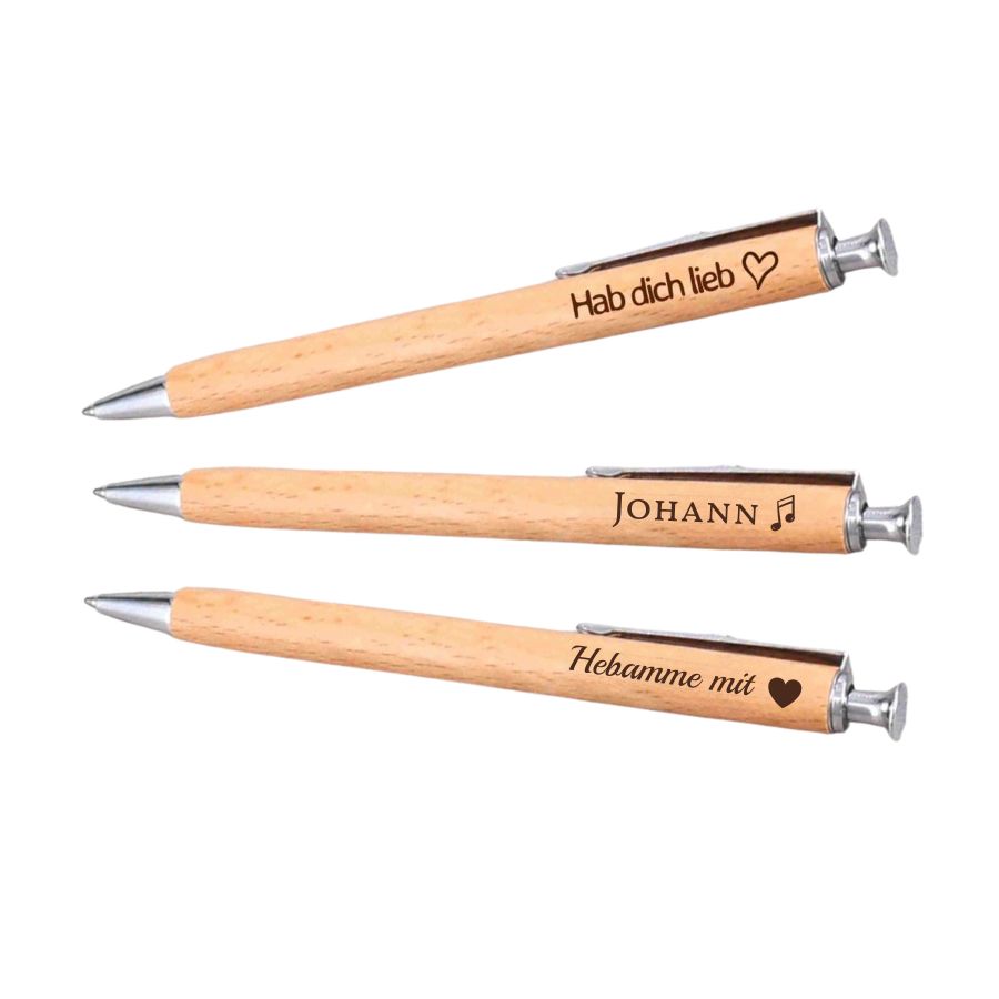 Kugelschreiber aus Holz mit Namen oder Logo