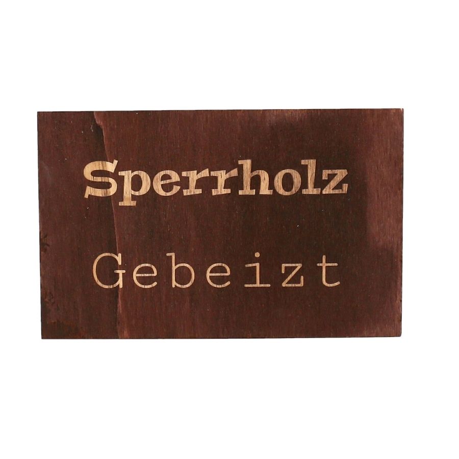 Holzschild Sperrholz dunkel mit individueller Gravur – in drei Größen Visitenkarte, Papier, Text