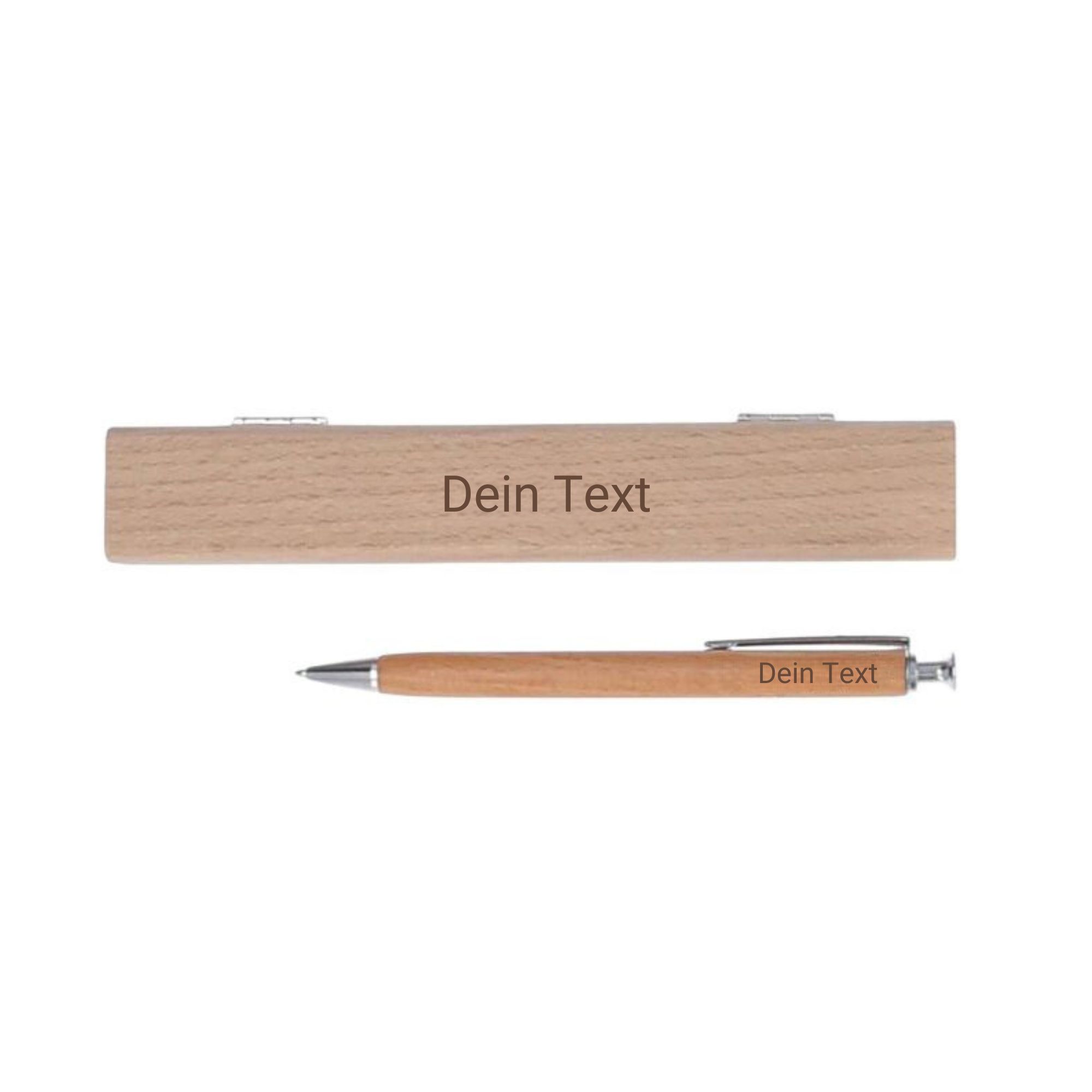 Holzkugelschreiber mit Gravur in Holzkästchen Stift
