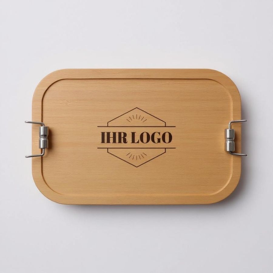 Lunchbox Bambus/Edelstahl – mit Ihrem Logo graviert Lunchbox mit Logo-Gravur