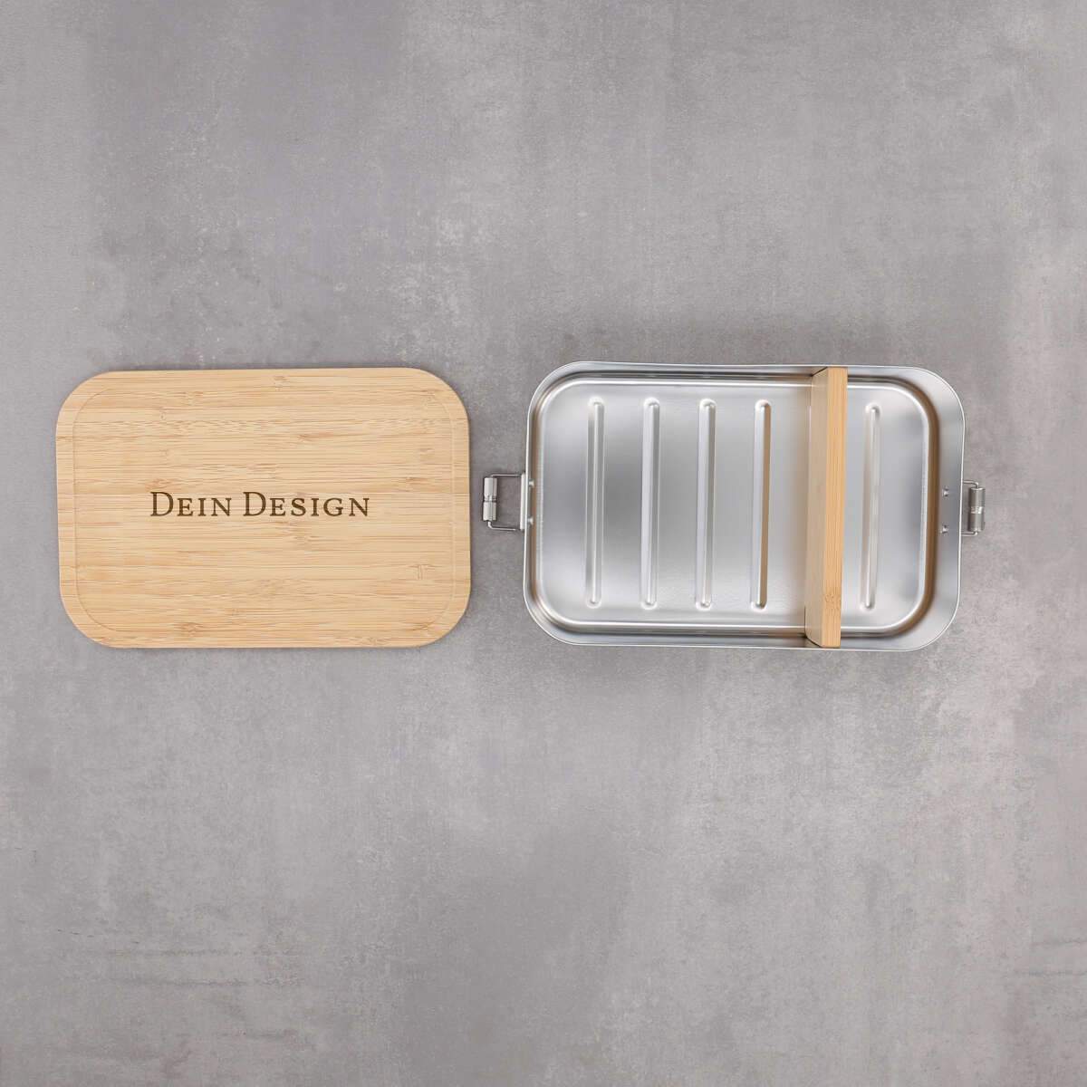 Lunchbox Edelstahl mit Holzdeckel - Freie Gestaltung (Online-Designer)