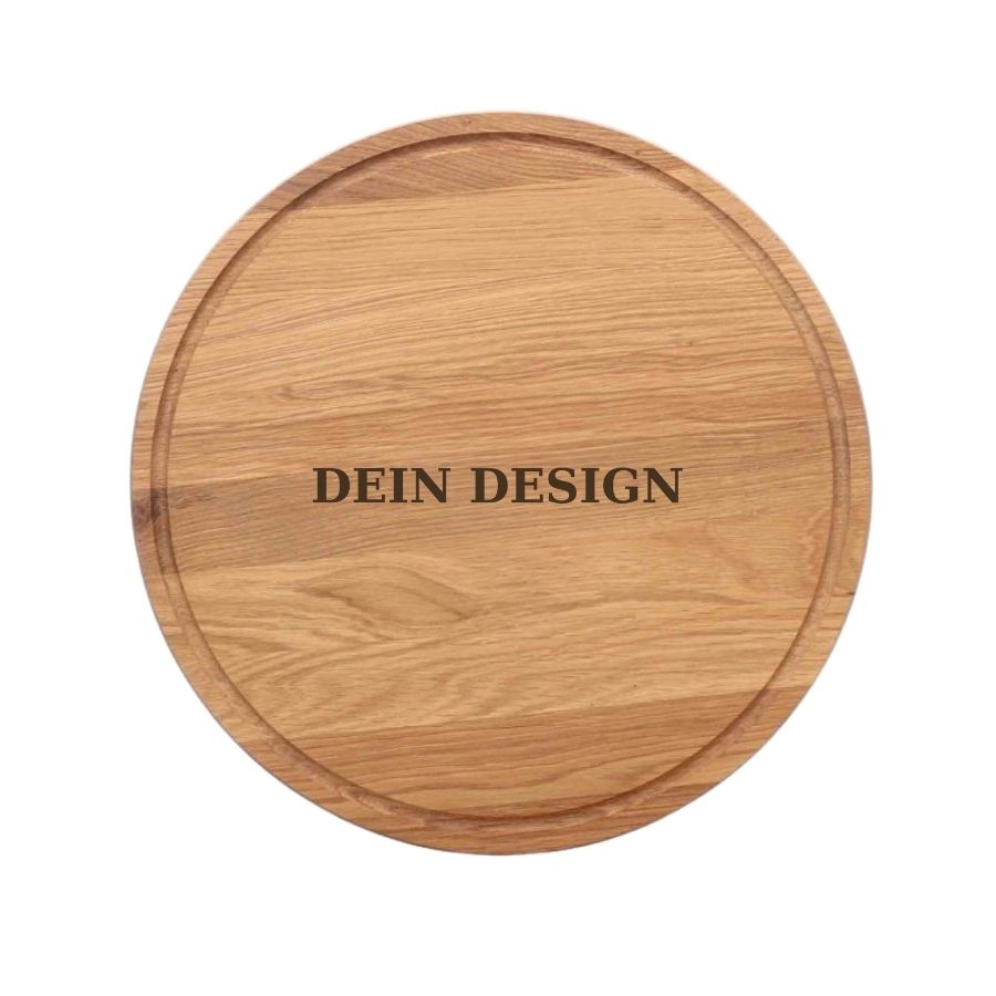 Rundes Schneidebrett 40cm aus Eichenholz personalisiert Holz