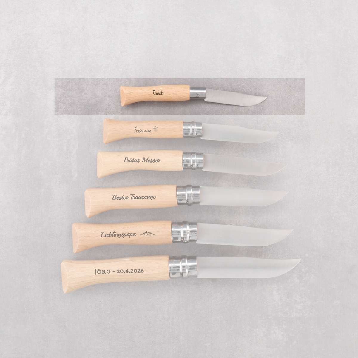 Opinel Taschenmesser mit Wunschgravur - verschiedene Größen