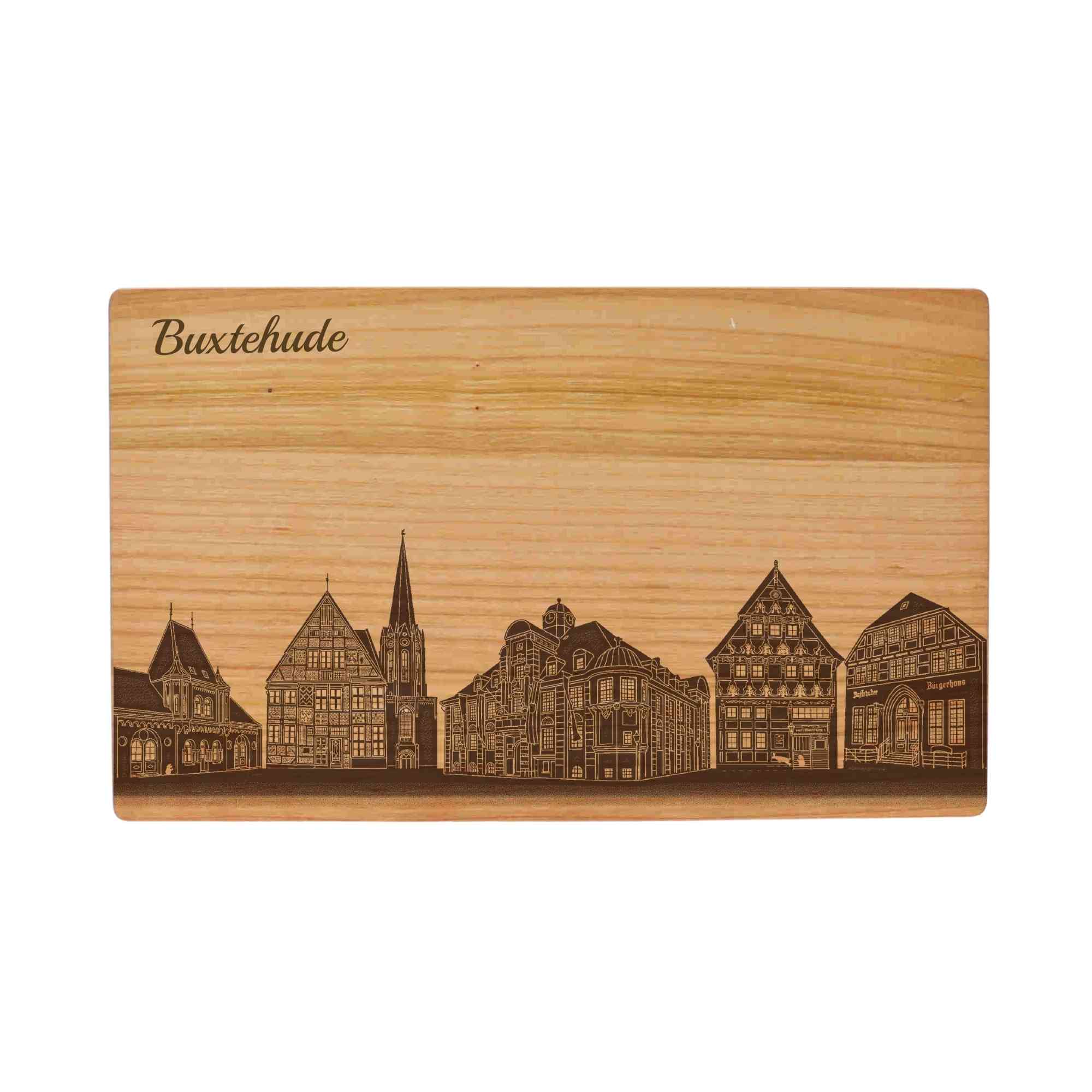Buxtehude Geschenk Holzbrett Stadt Buxtehude Schneidebrett Skyline