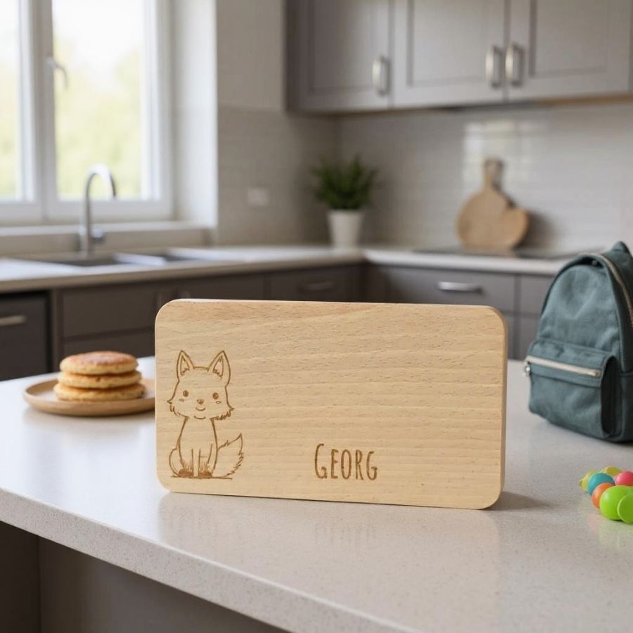 Frühstücksbrettchen für Kinder personalisiert mit Motiv und Namen Essen, Schneidbrett
