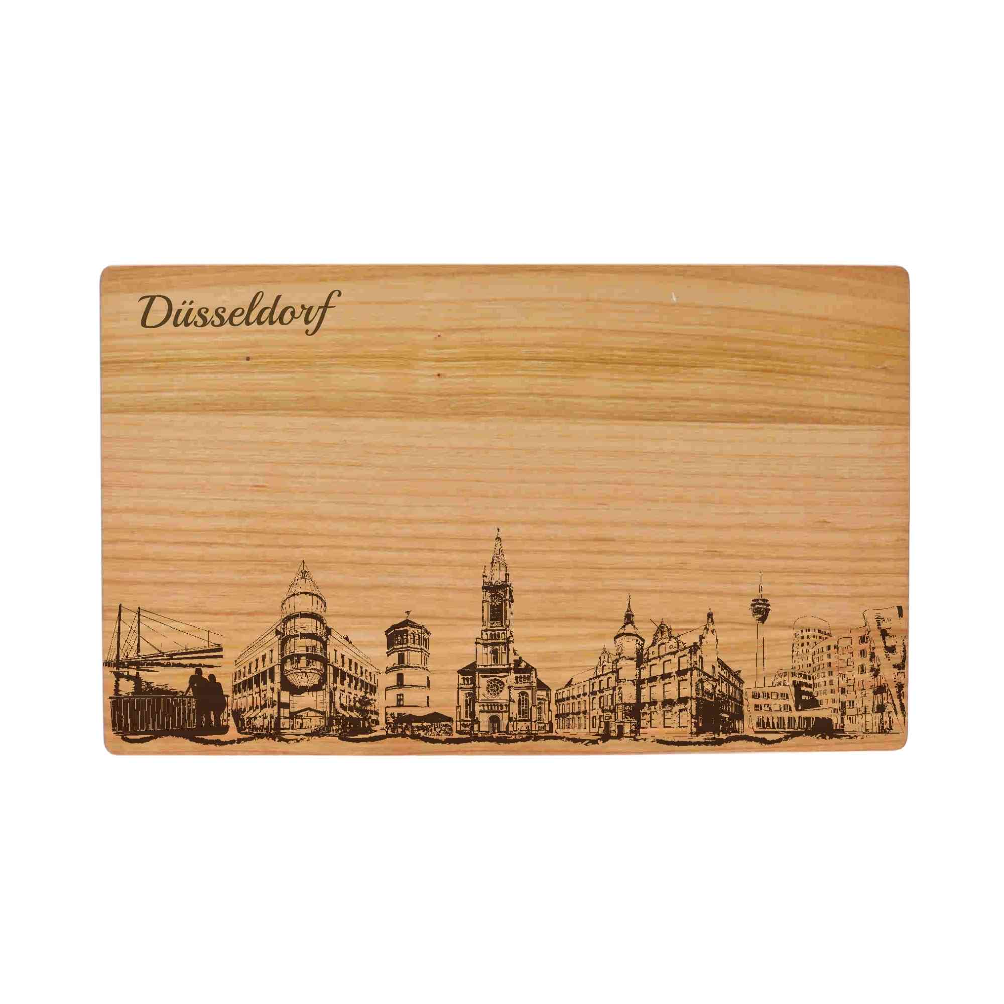 Düsseldorf Geschenk Holzbrett Stadt Düsseldorf Schneidebrett Skyline