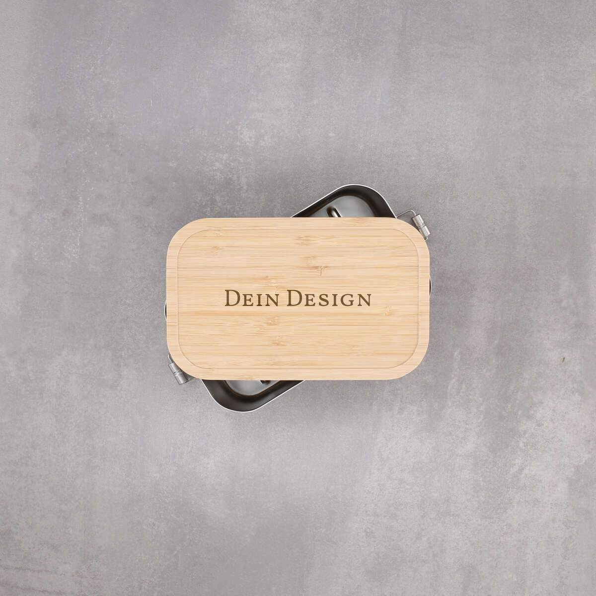 Lunchbox Edelstahl mit Holzdeckel - Freie Gestaltung (Online-Designer)