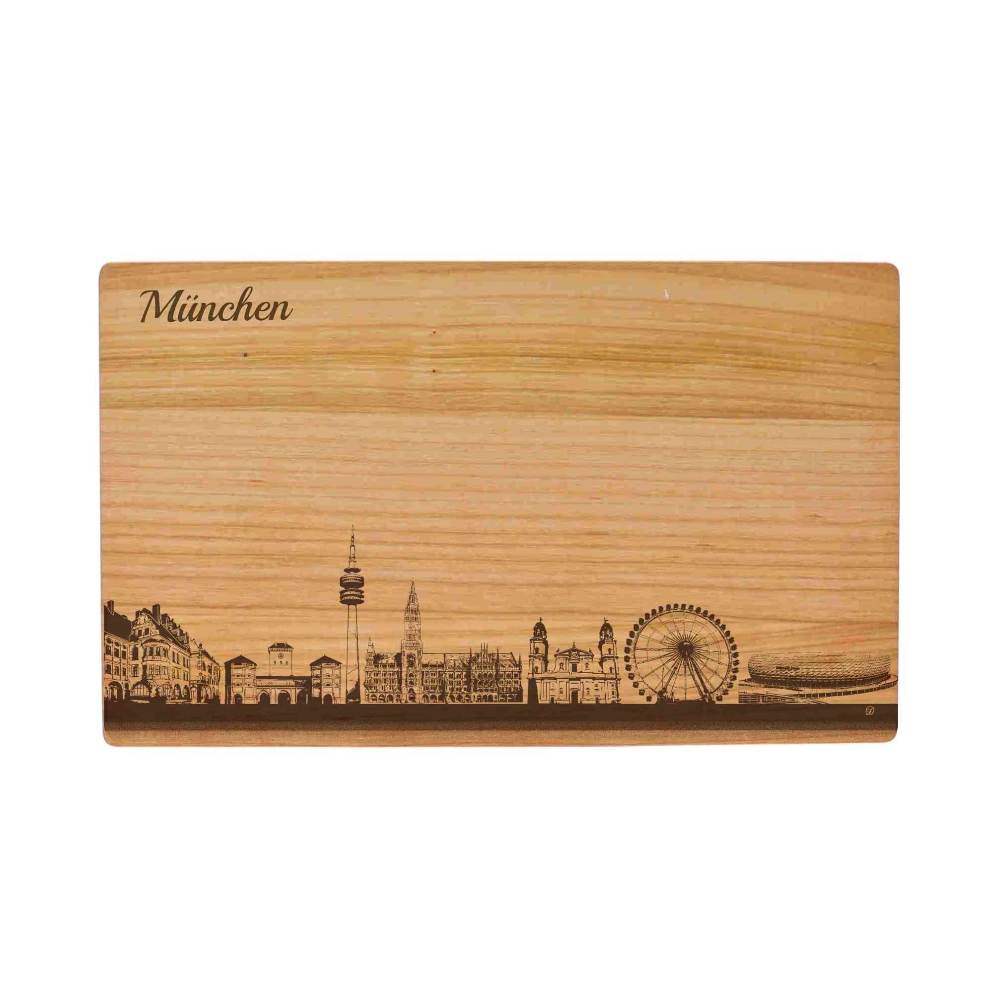 München Geschenk Holzbrett Stadt München Schneidebrett Skyline